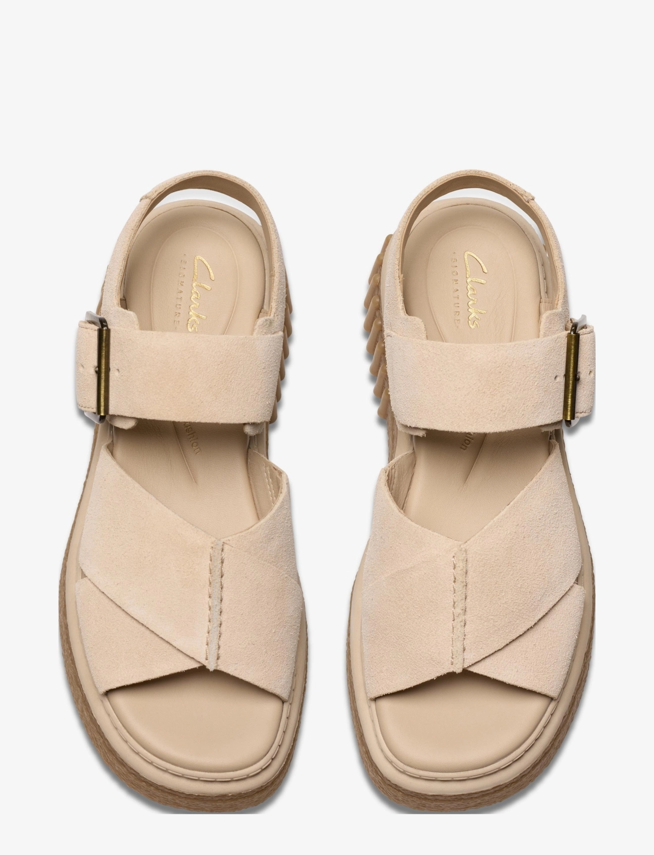 Clarks - Evamar Wish D - platåsandaler - ecru suede - 2