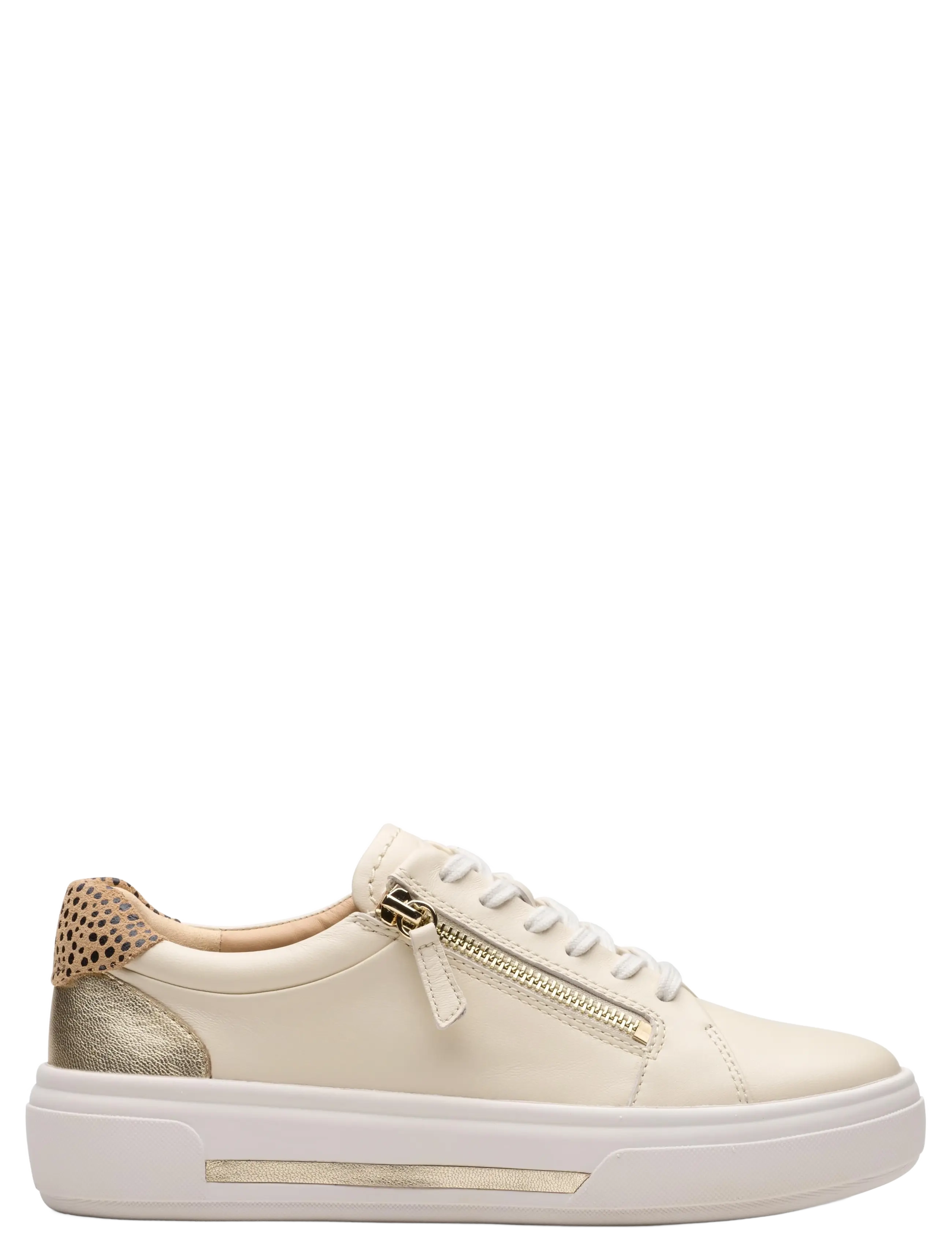Clarks Hollyrose Zip D, Kvinder, Platform Lynlås Sneaker, Cream, Str: 40