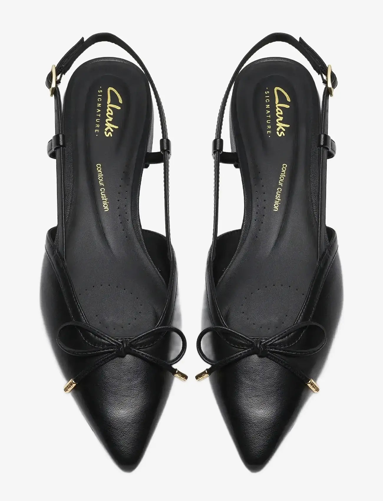 Clarks - Sensa15 Bow D - platta slingbacks - black leather - 5