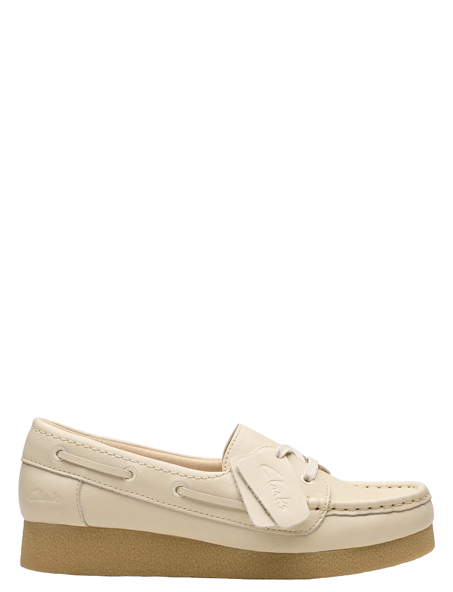 Clarks - WallabeeEVOSea D - seglarskor - cream leather - 0