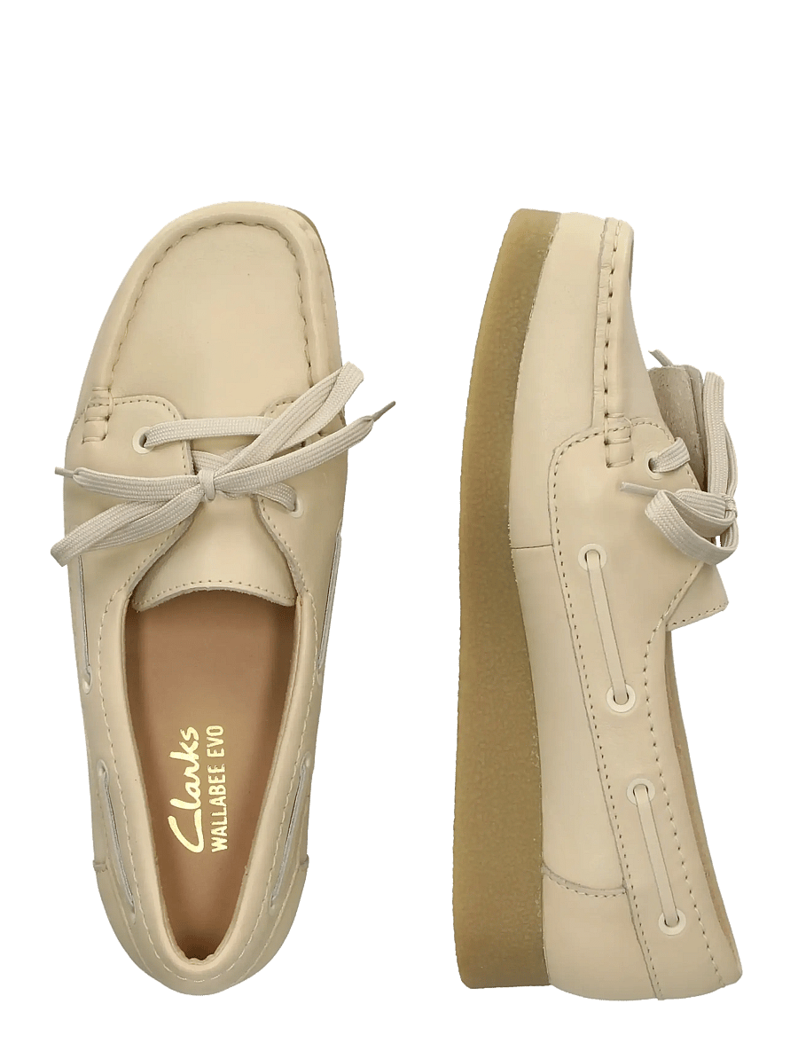 Clarks - WallabeeEVOSea D - seglarskor - cream leather - 5