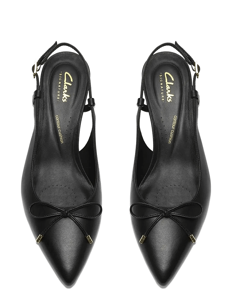 Clarks - Zarey Bow D - högklackade slingbacks - black leather - 5