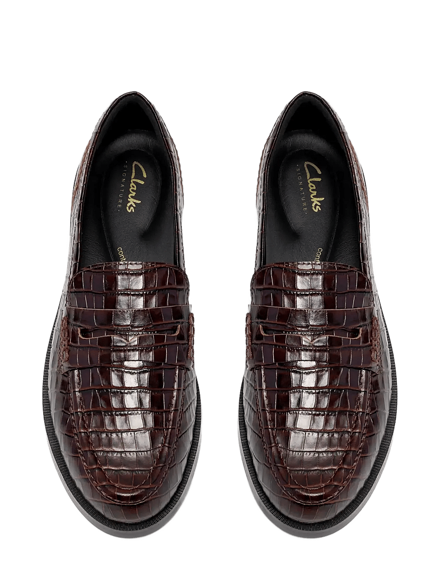 Clarks - Straven2 Penny D - mode trends - brown croc - 5