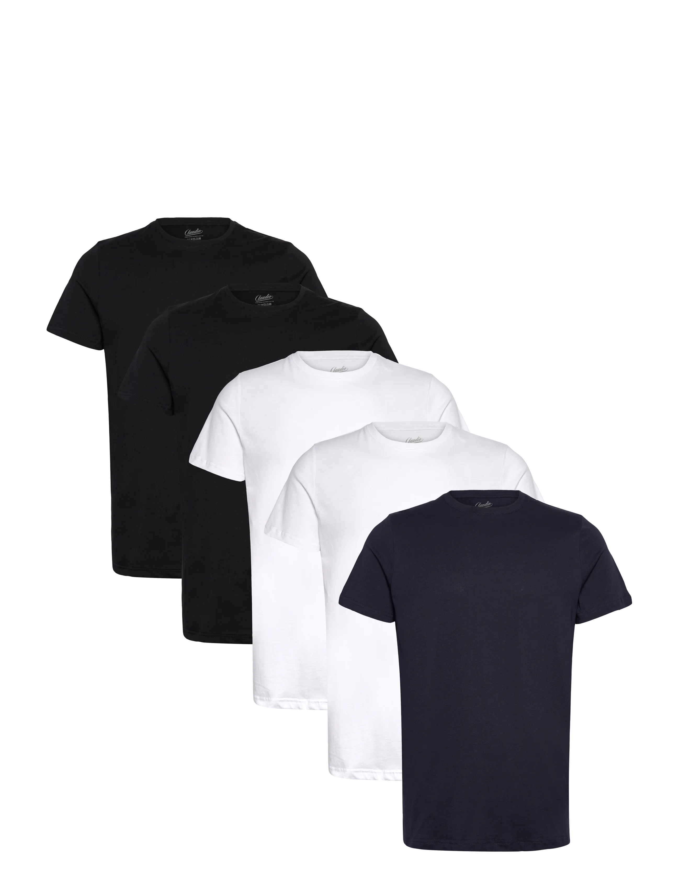 Claudio 5-Pack T-Shirt Cotton, L, T-shirts, Schwarz - Short-sleeved, Männerswear