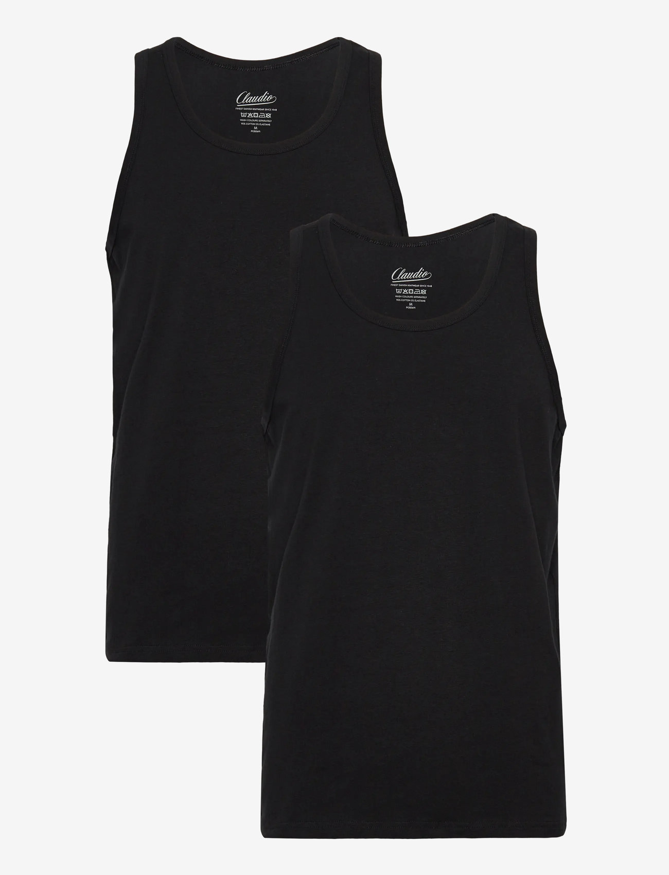 Claudio - Claudio 2-pack tanktop cotton - marškinėliai be rankovių - black - 0