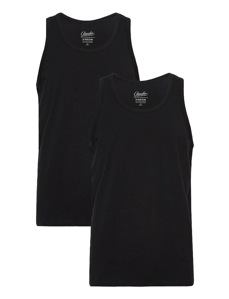 Claudio - Claudio 2-pack tanktop cotton - marškinėliai be rankovių - black - 0
