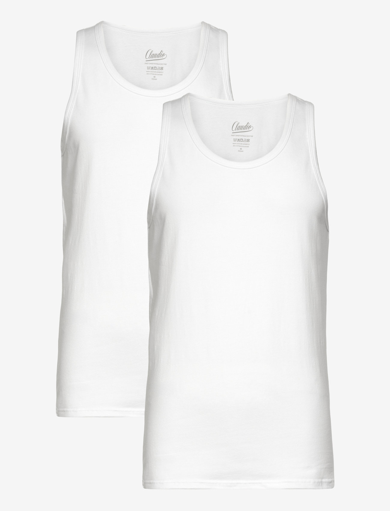 Claudio - Claudio 2-pack tanktop cotton - tank tops - white - 0