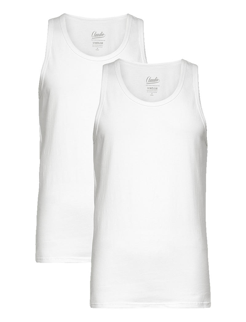 Claudio - Claudio 2-pack tanktop cotton - tank tops - white - 0