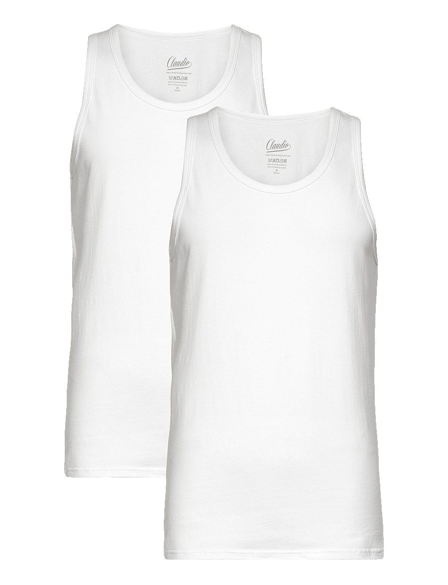 Claudio - Claudio 2-pack tanktop cotton - hlýrabolir - white - 0