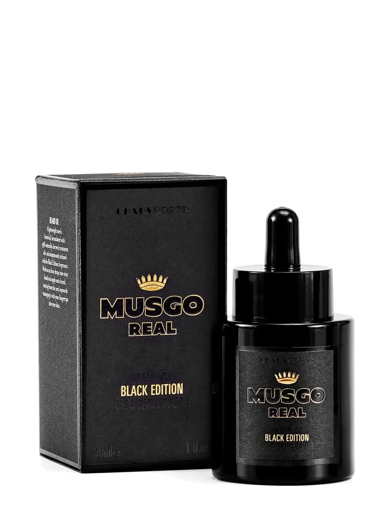 Claus Porto Black Edition Beard Oil, Beard Vinegar & Dressing Bottles, Sort, Str: 30 ML