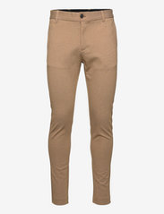 Clean Cut Copenhagen - Milano Jersey Pants - jakkesætsbukser - dark camel melange - 0