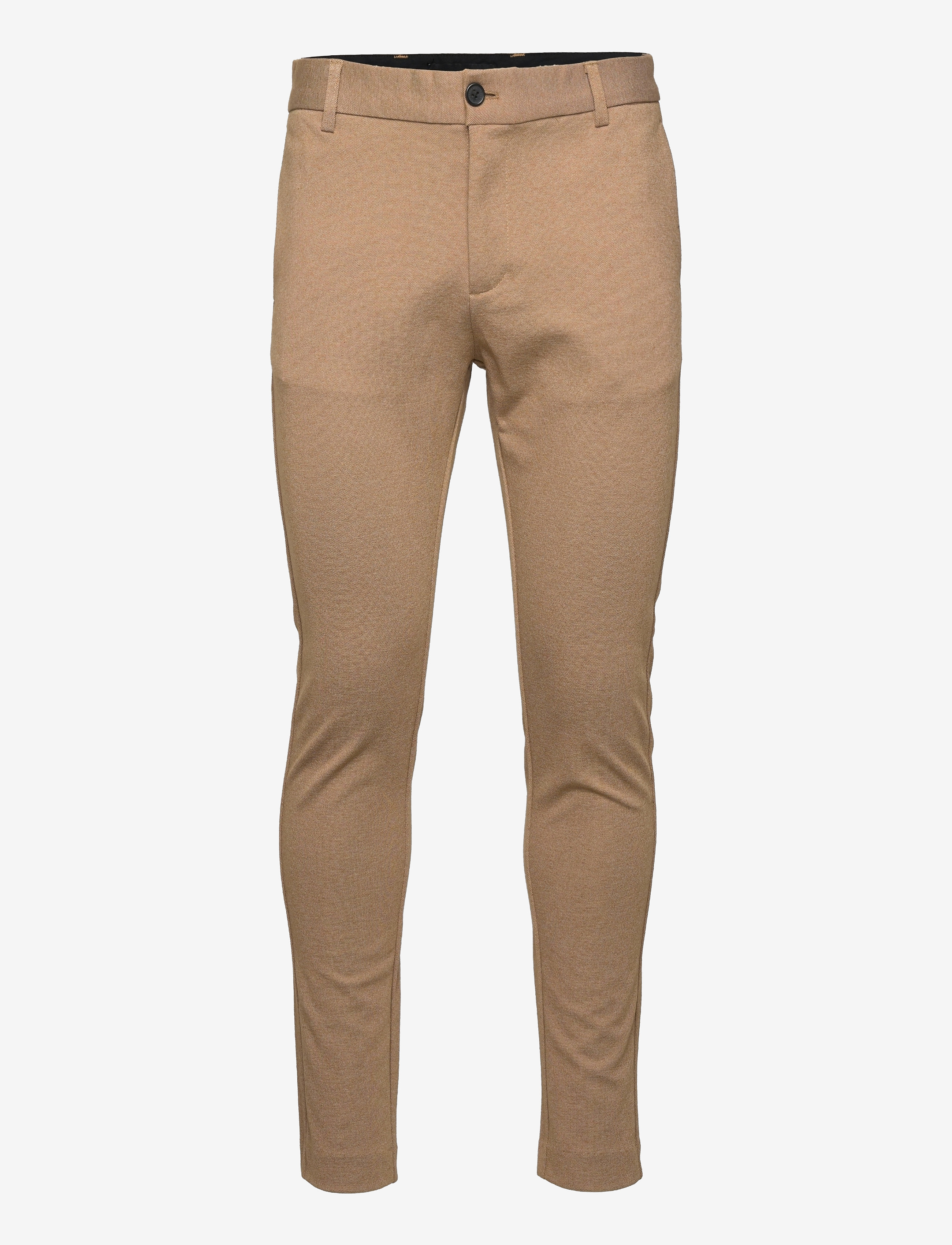 Clean Cut Copenhagen - Milano Jersey Pants - jakkesætsbukser - dark camel melange - 1