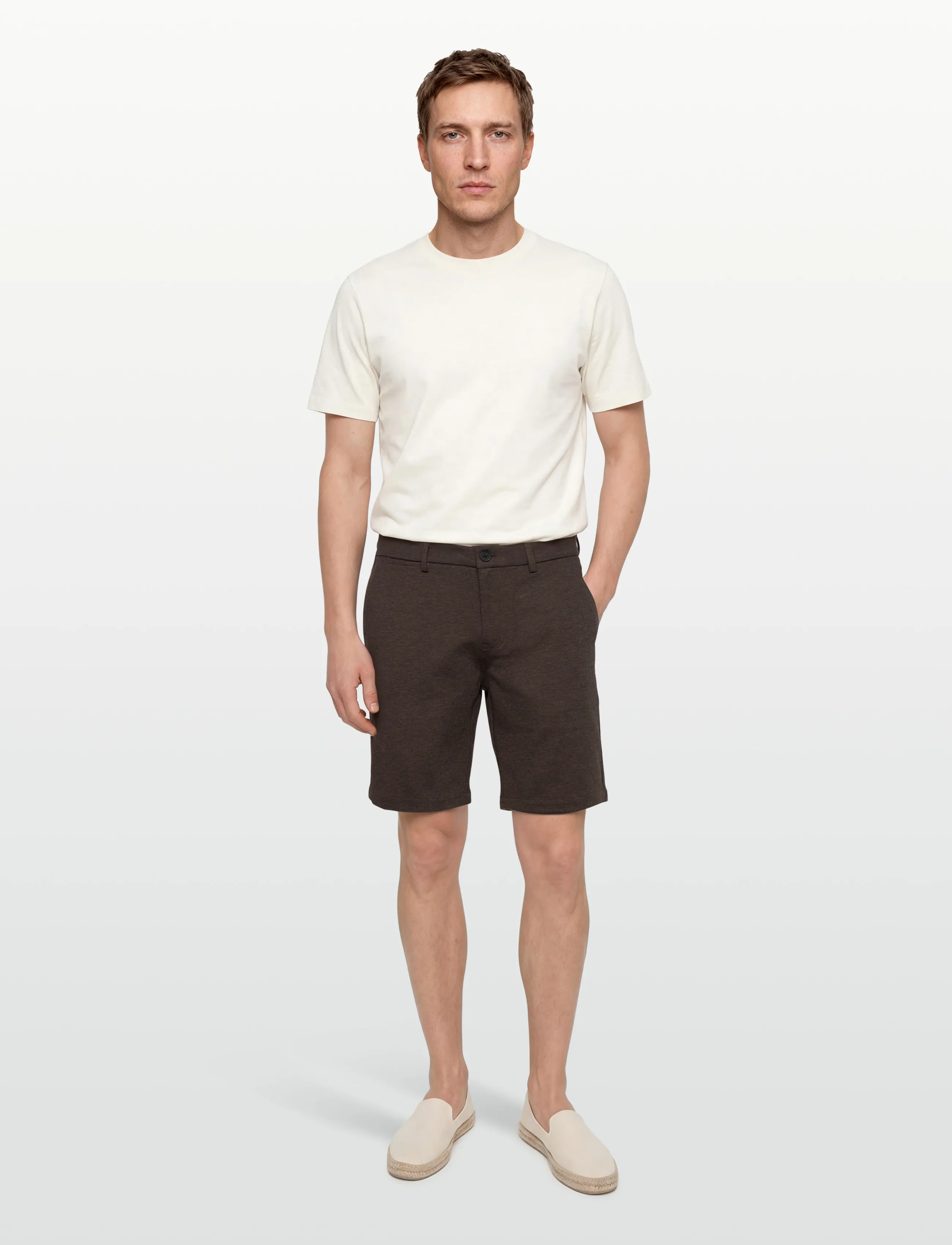 Clean Cut Copenhagen - Milano Jersey Shorts - chinos shorts - brown melangÈ - 0