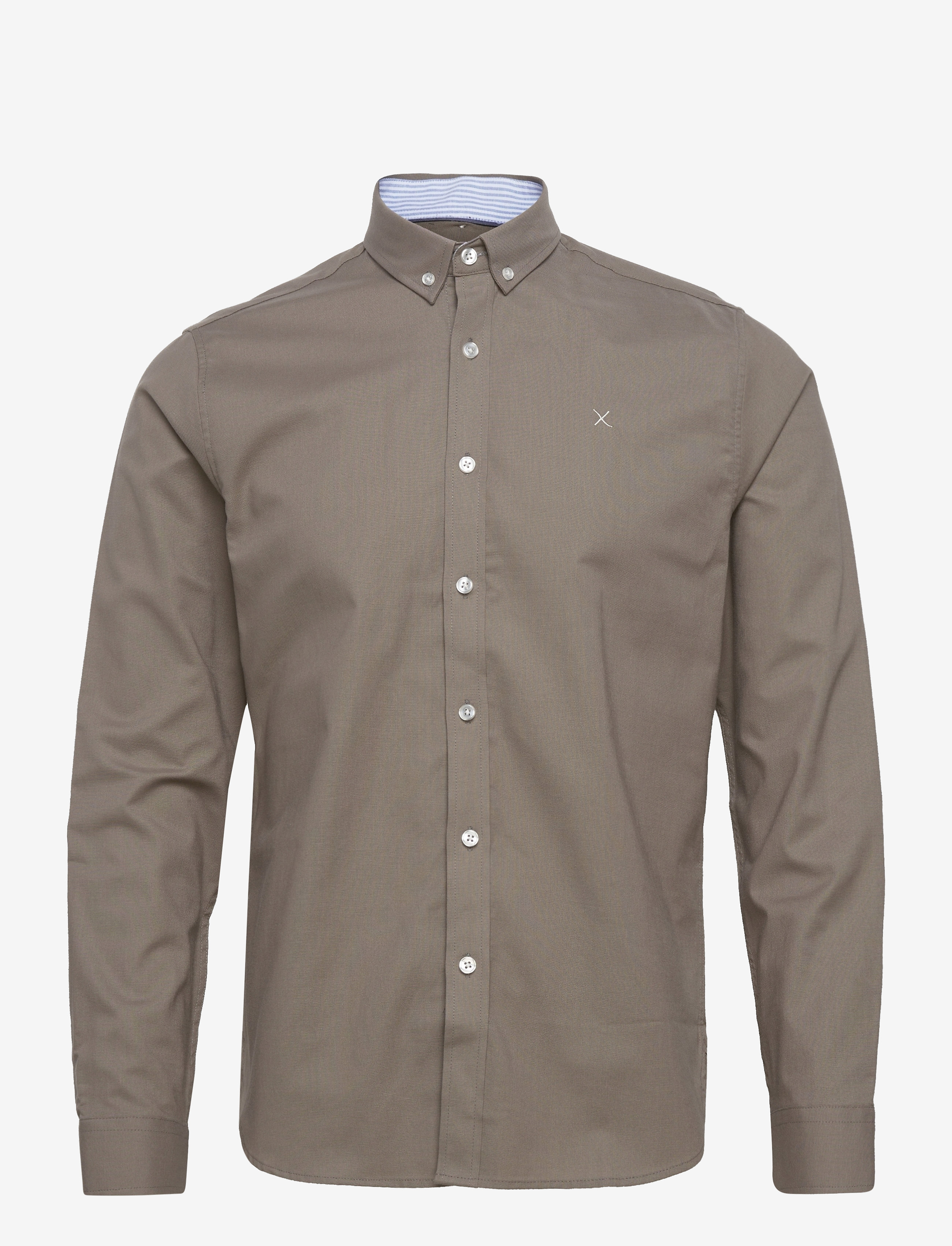 Oxford Stretch Plain L/S - DUSTY GREEN
