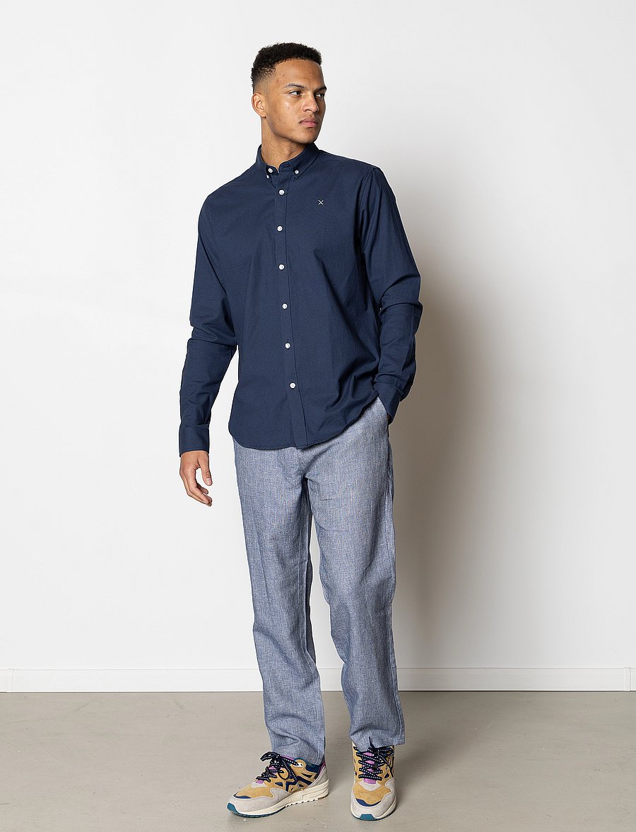 Clean Cut Copenhagen - Oxford Stretch Plain L/S - oxfordi särgid - navy01 - 0