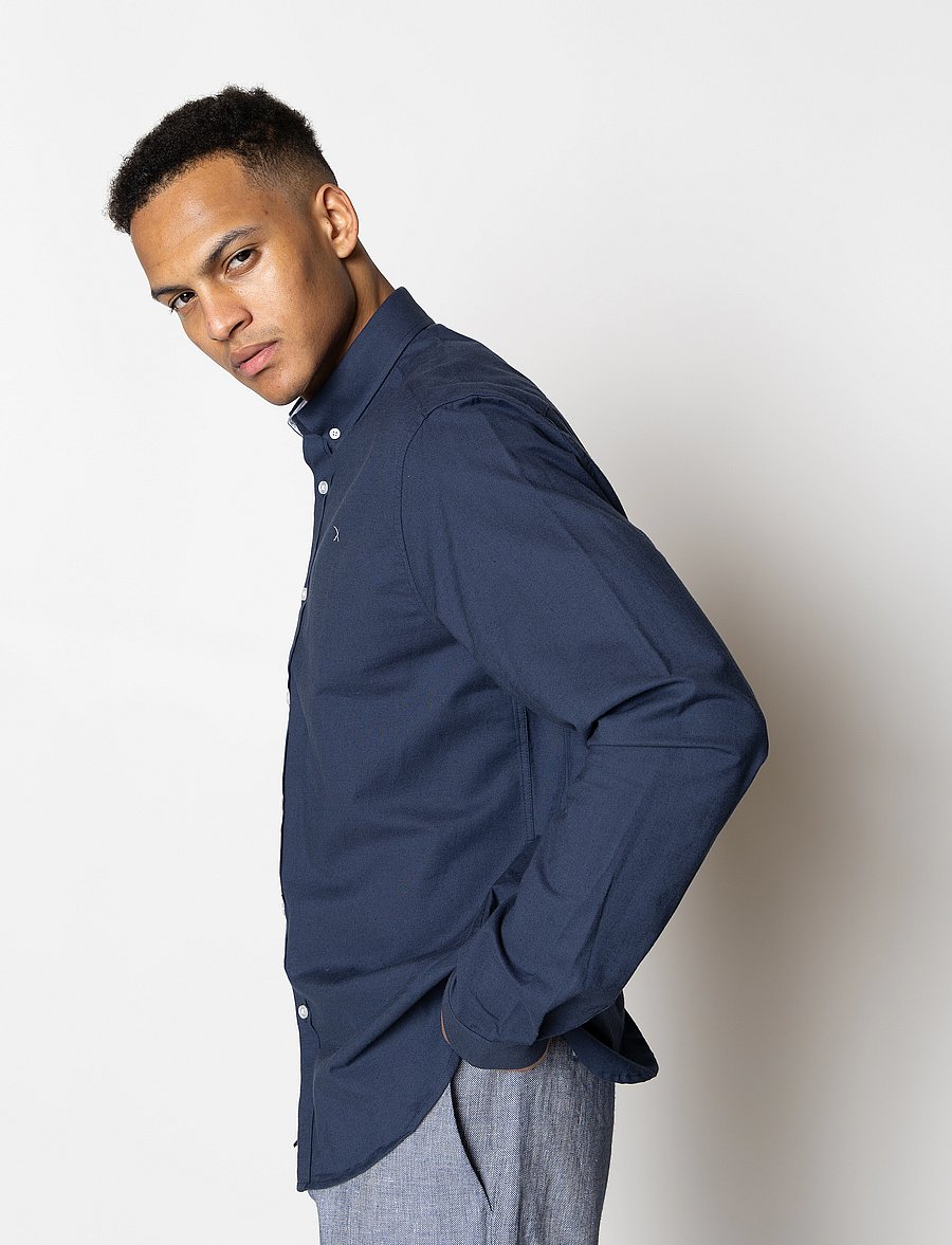Clean Cut Copenhagen - Oxford Stretch Plain L/S - oxfordi särgid - navy01 - 3