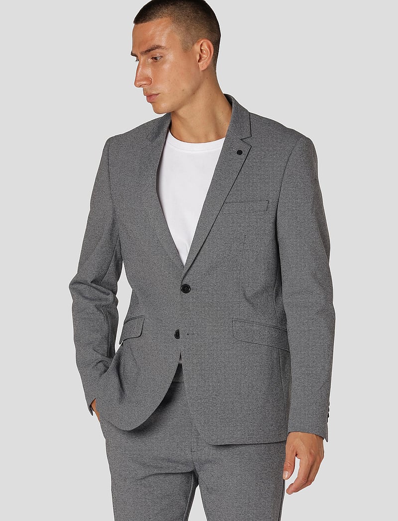 Clean Cut Copenhagen - Milano Jersey Blazer - enkelknäppta kavajer - dark grey mix - 0