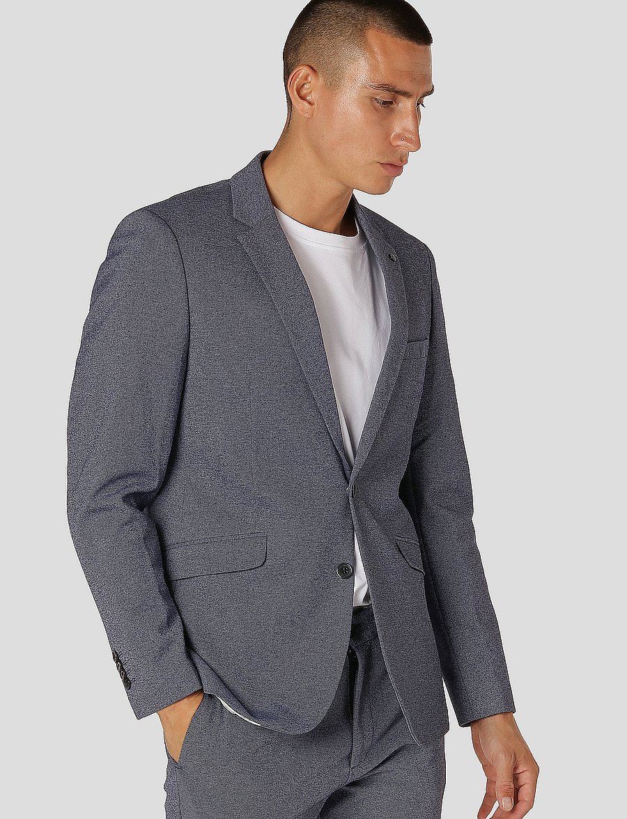 Clean Cut Copenhagen - Milano Jersey Blazer - Ühe rinnatisega pintsakud - denim melange - 2