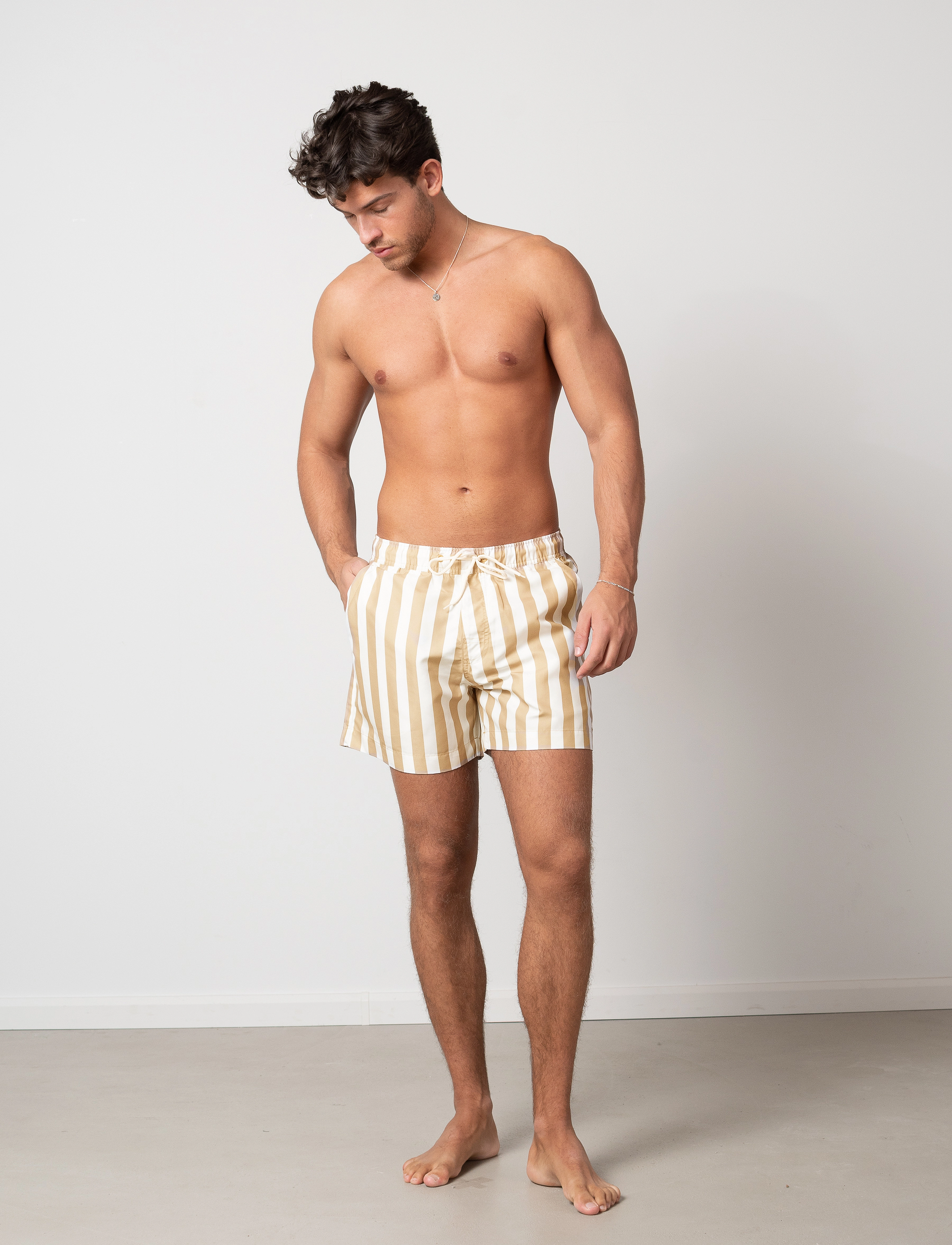 Clean Cut Copenhagen - Swim Shorts - badehose - khaki striped - 4