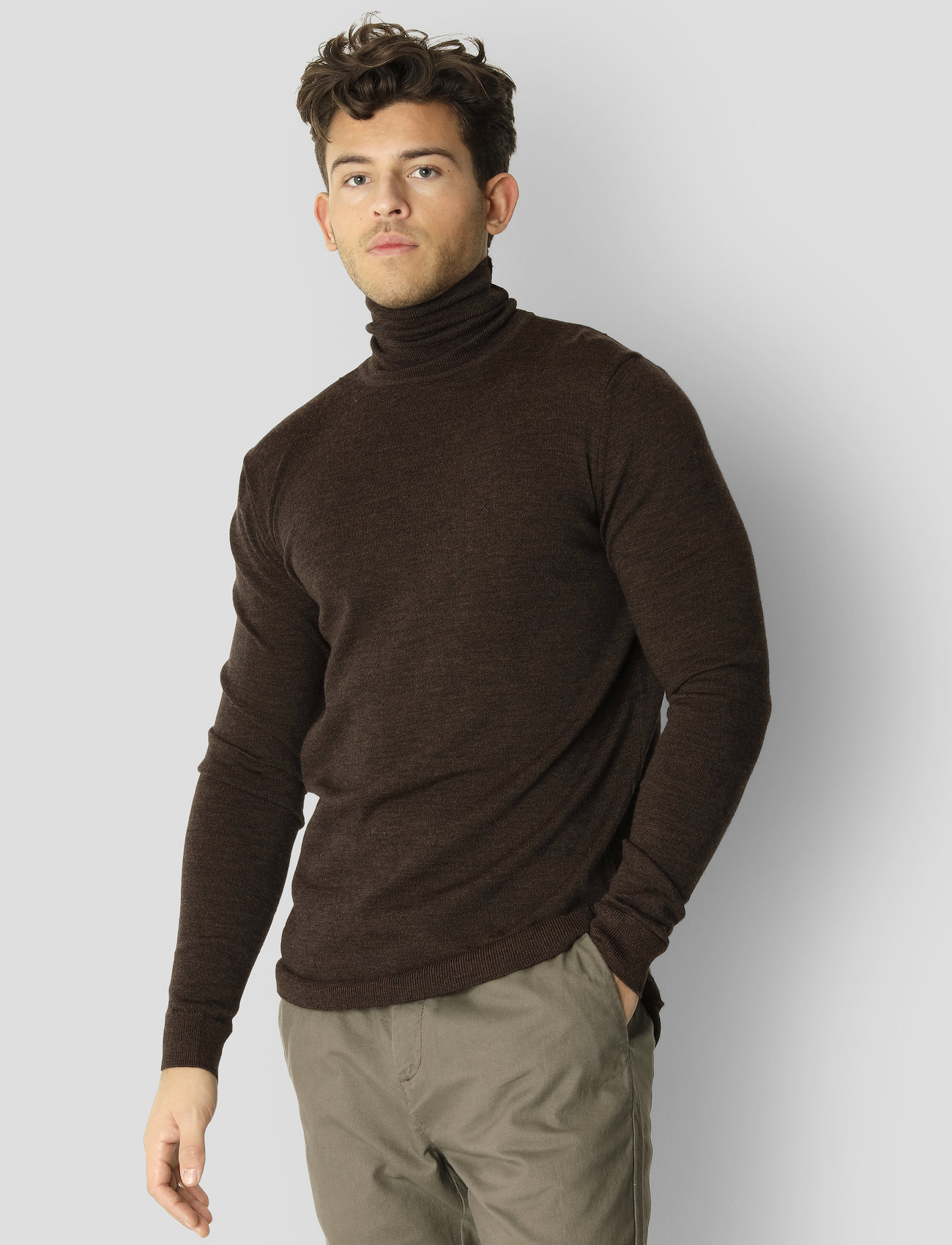 Clean Cut Copenhagen - Merino Wool Roll - megzti laisvalaikio drabužiai - brown melangè - 1