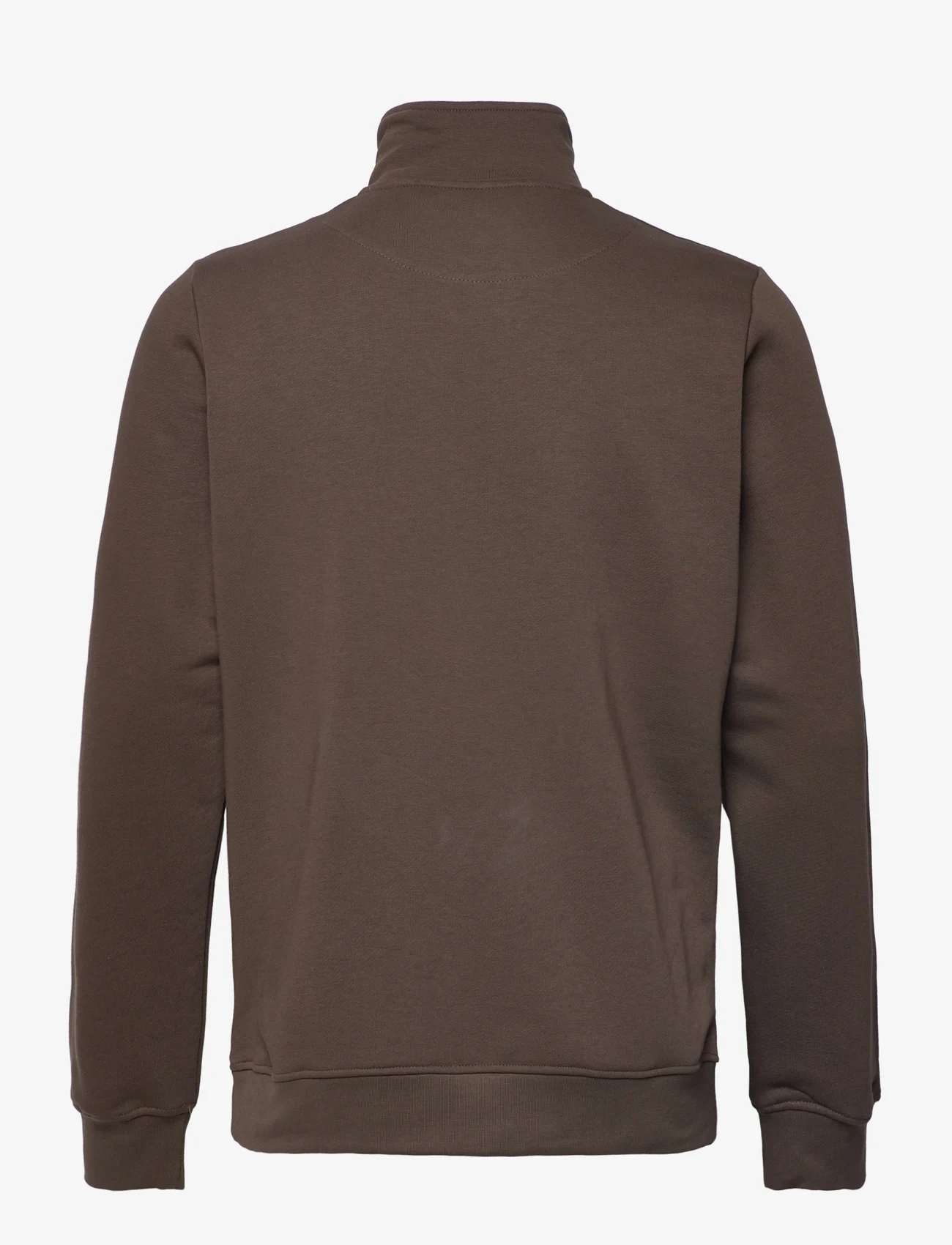 Clean Cut Copenhagen - Basic Organic 1/2 Zip Sweat - sweatshirts - dark brown - 1