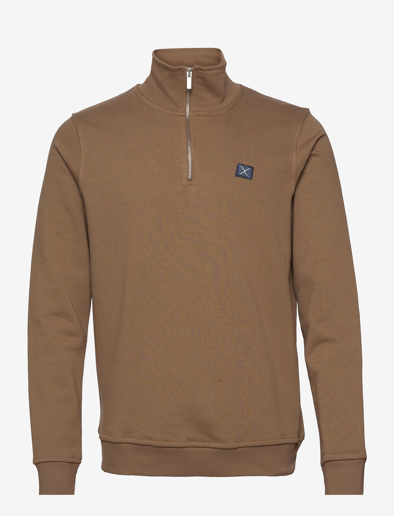 Clean Cut Copenhagen - Basic Organic 1/2 Zip Sweat - dark camel - 0