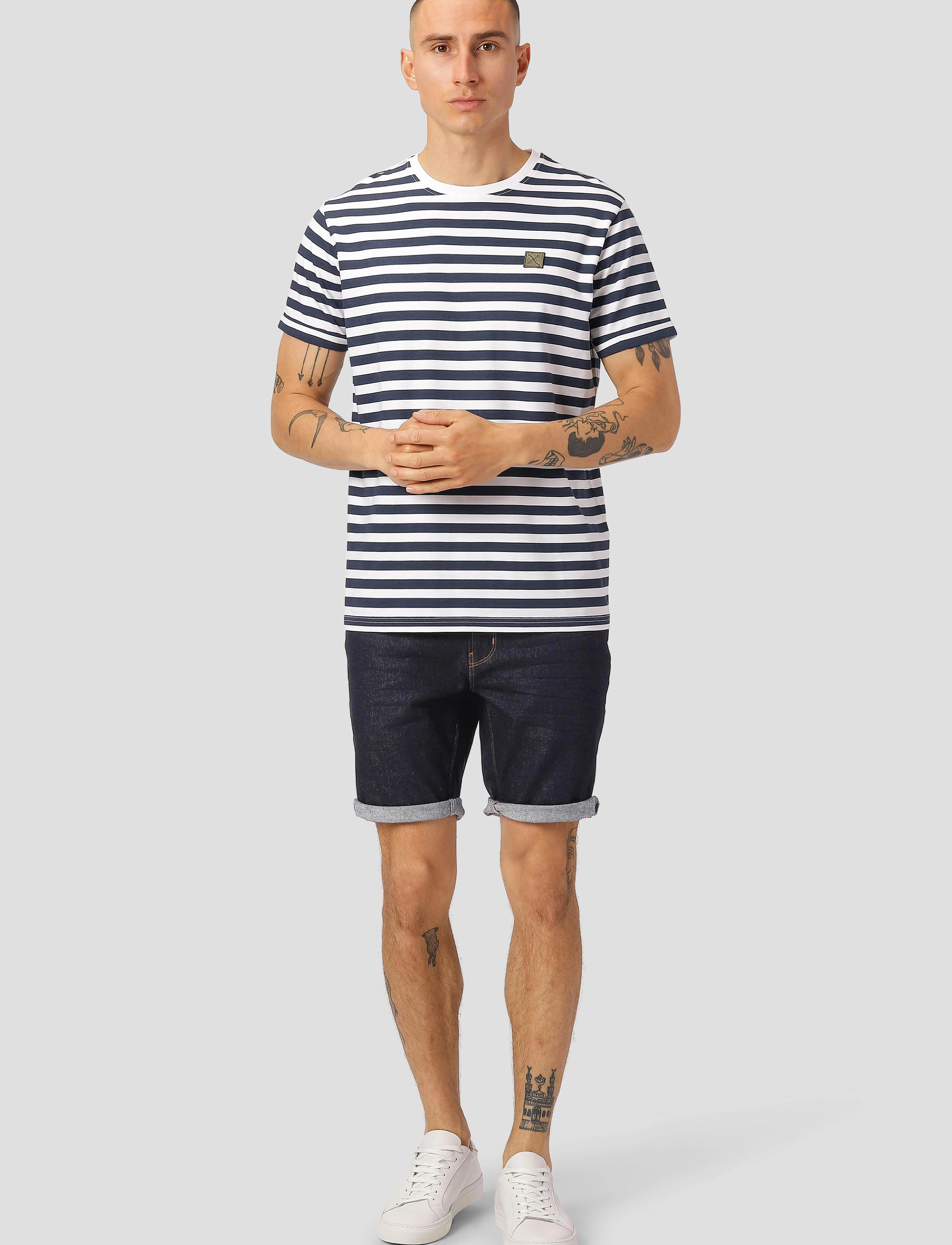 Clean Cut Copenhagen Basic Striped tee SS - T-Shirts - NAVY/WHITE / white