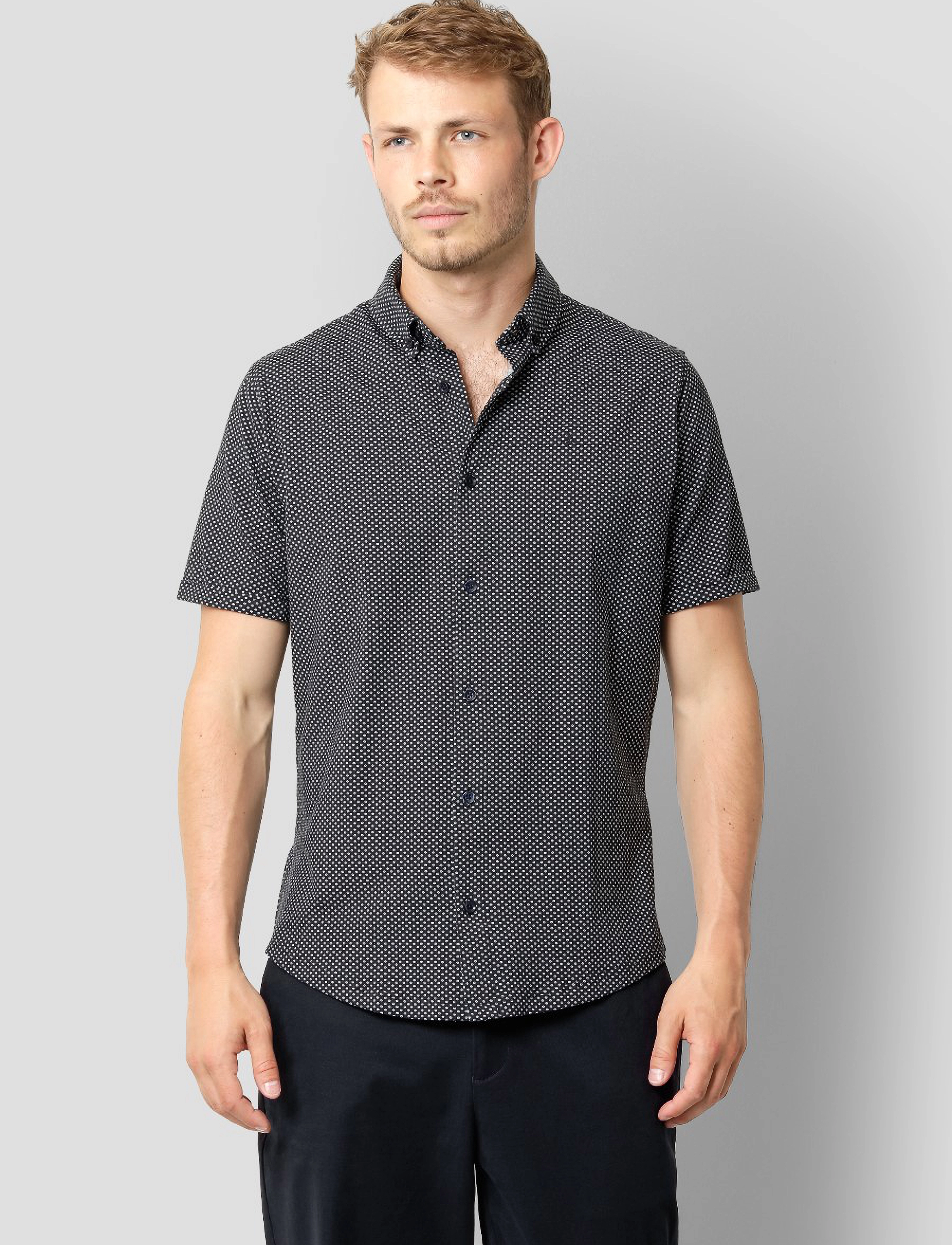 Clean Cut Copenhagen - Hudson AOP Stretch Shirt S/S - dark navy dot - 2