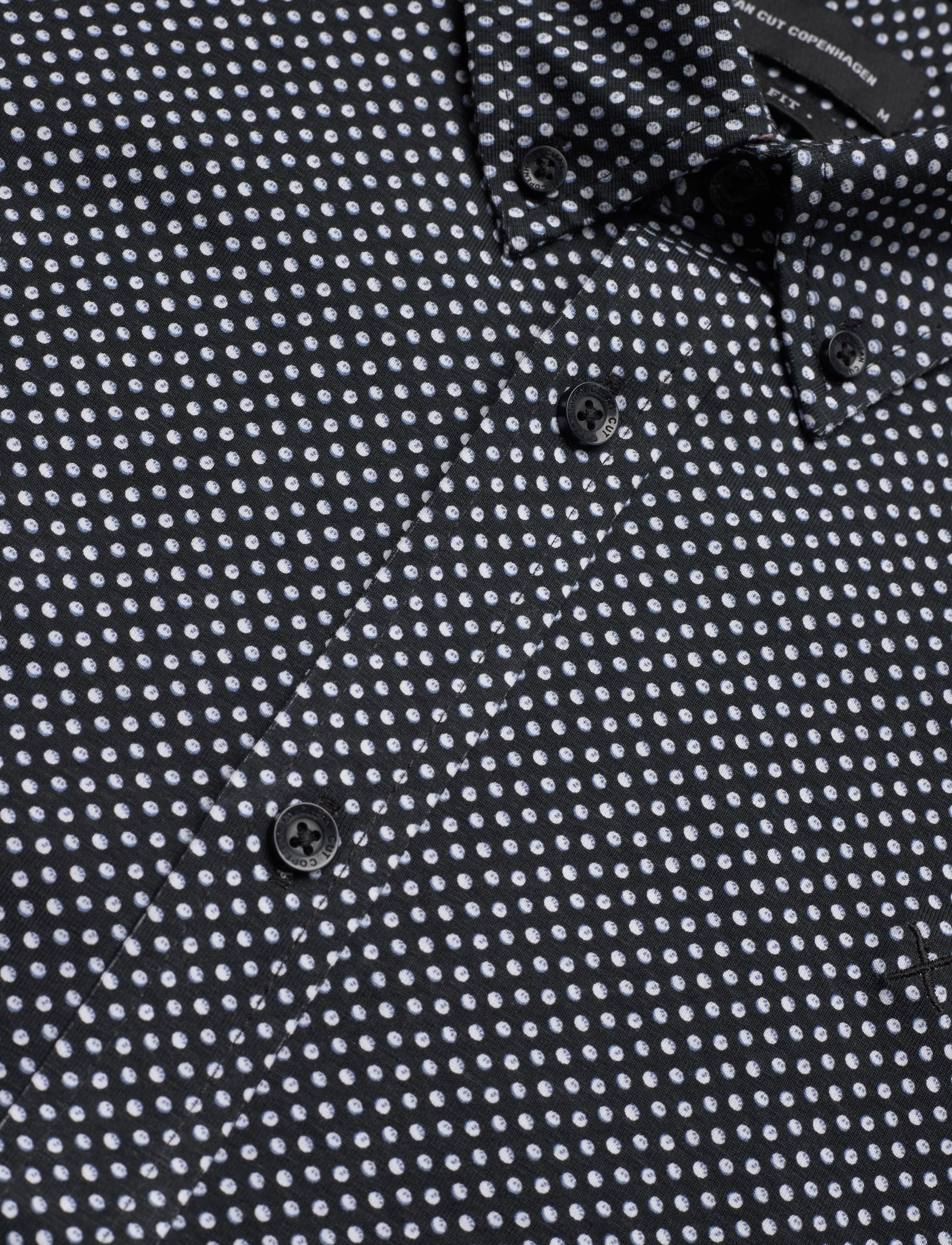 Clean Cut Copenhagen - Hudson AOP Stretch Shirt S/S - dark navy dot - 4
