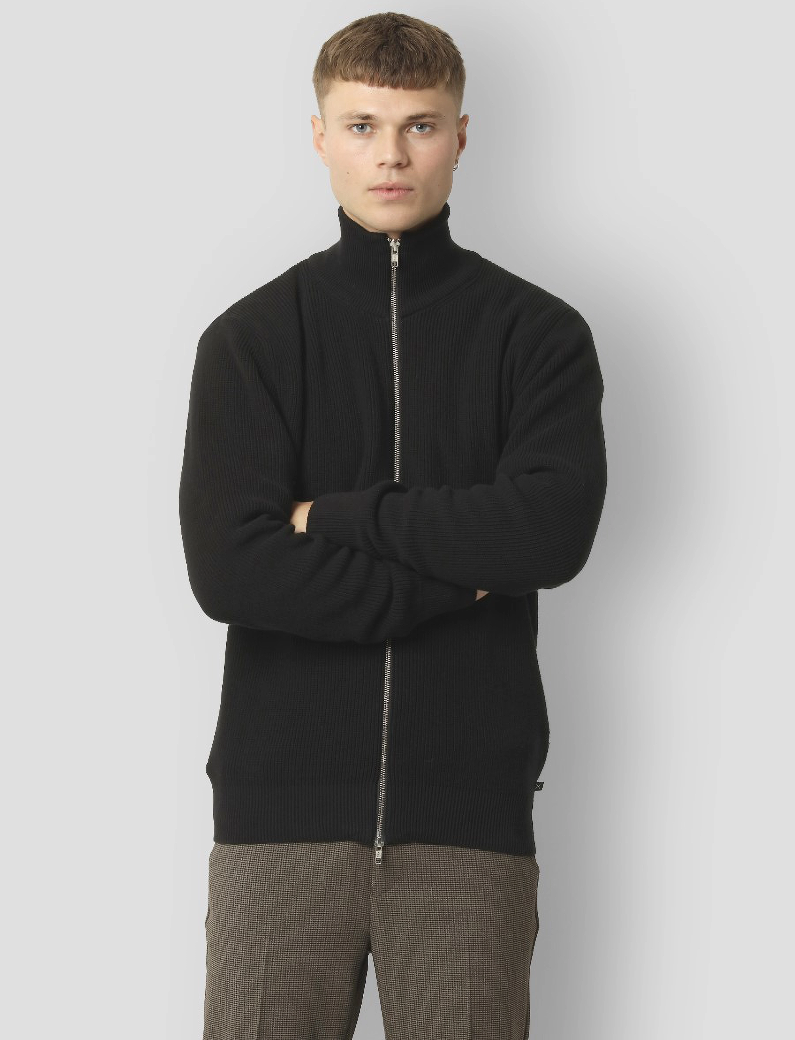 Clean Cut Copenhagen Mario Cardigan, Mænd, Lynlås Cardigan, Sort, Str: S