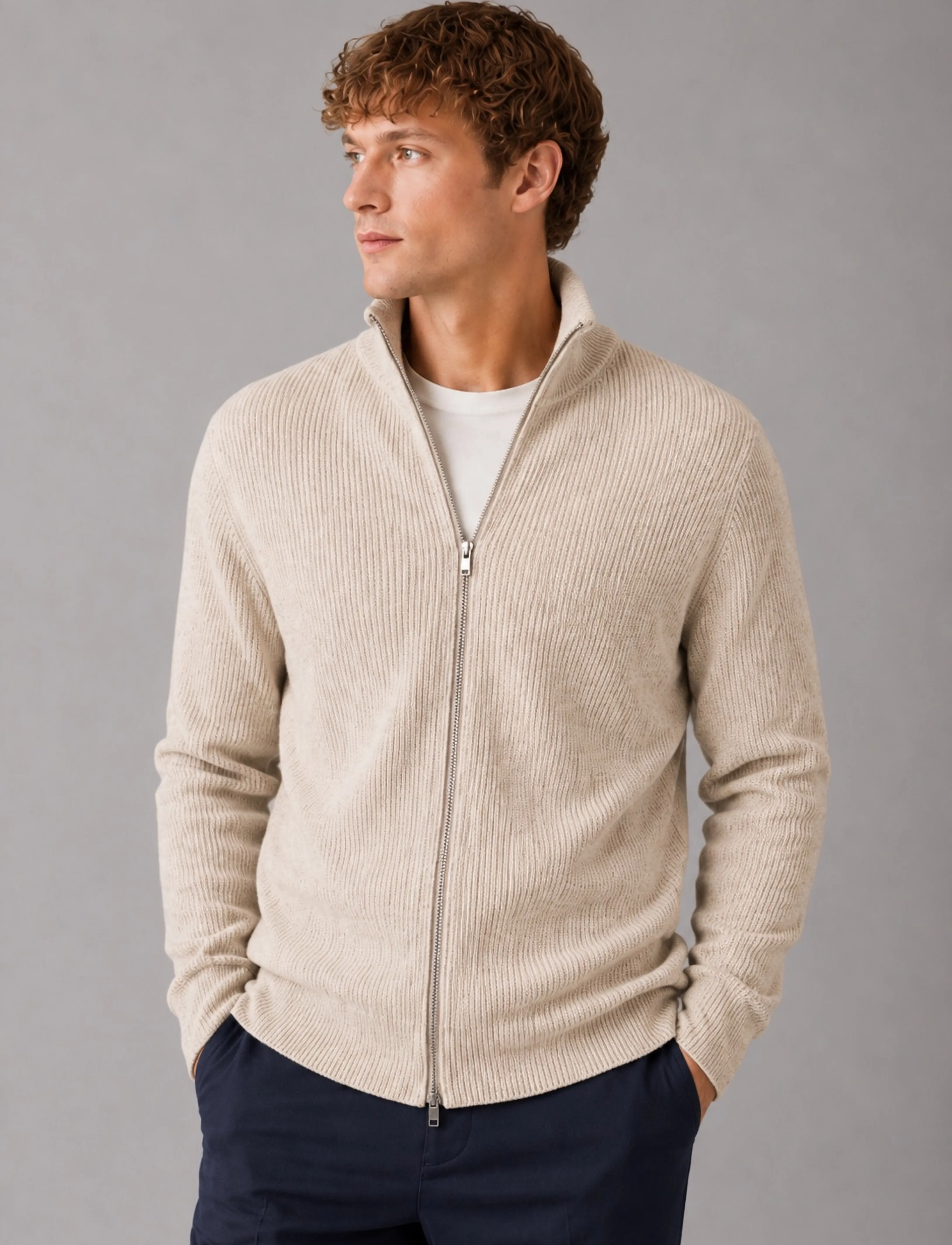 Clean Cut Copenhagen - Mario cardigan - full zip tröjor - ecru melange - 0