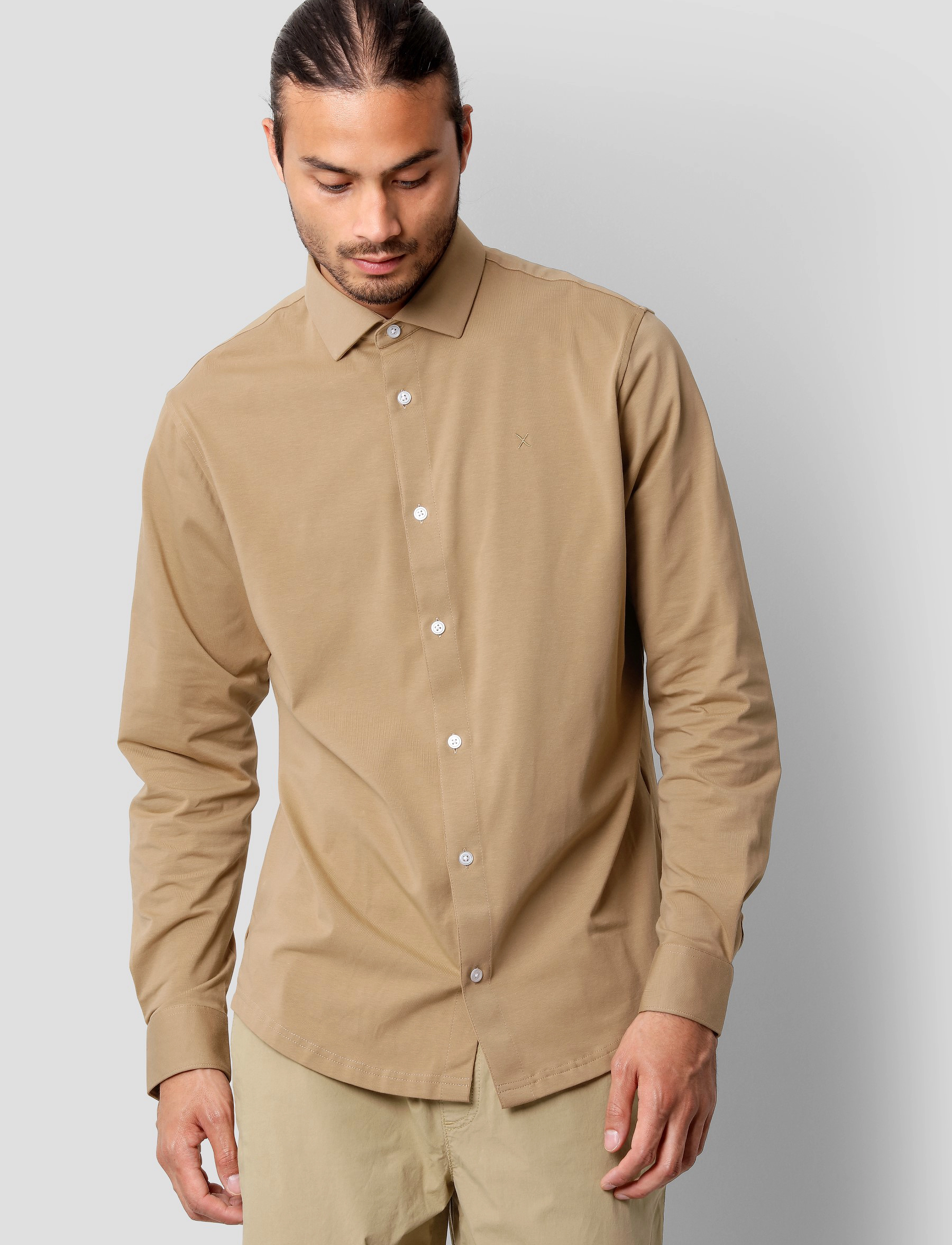 Clean Cut Copenhagen Clean Formal Stretch Shirt L/S, Mænd, Langærmet Formel Skjorte, Beige, Str: L