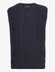 Clean Cut Copenhagen - Roberto V-Neck Knit Vest - knitted vests - navy mix - 0