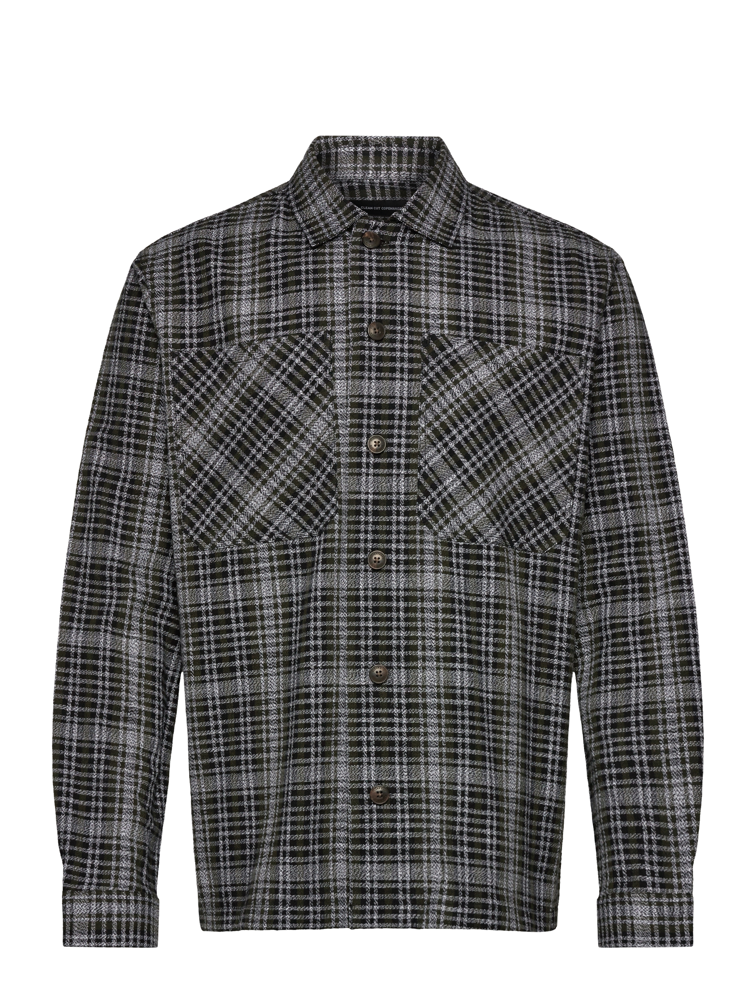 Clean Cut Copenhagen Konrad Overshirt - Overshirts - GREY / ARMY CHECK / black