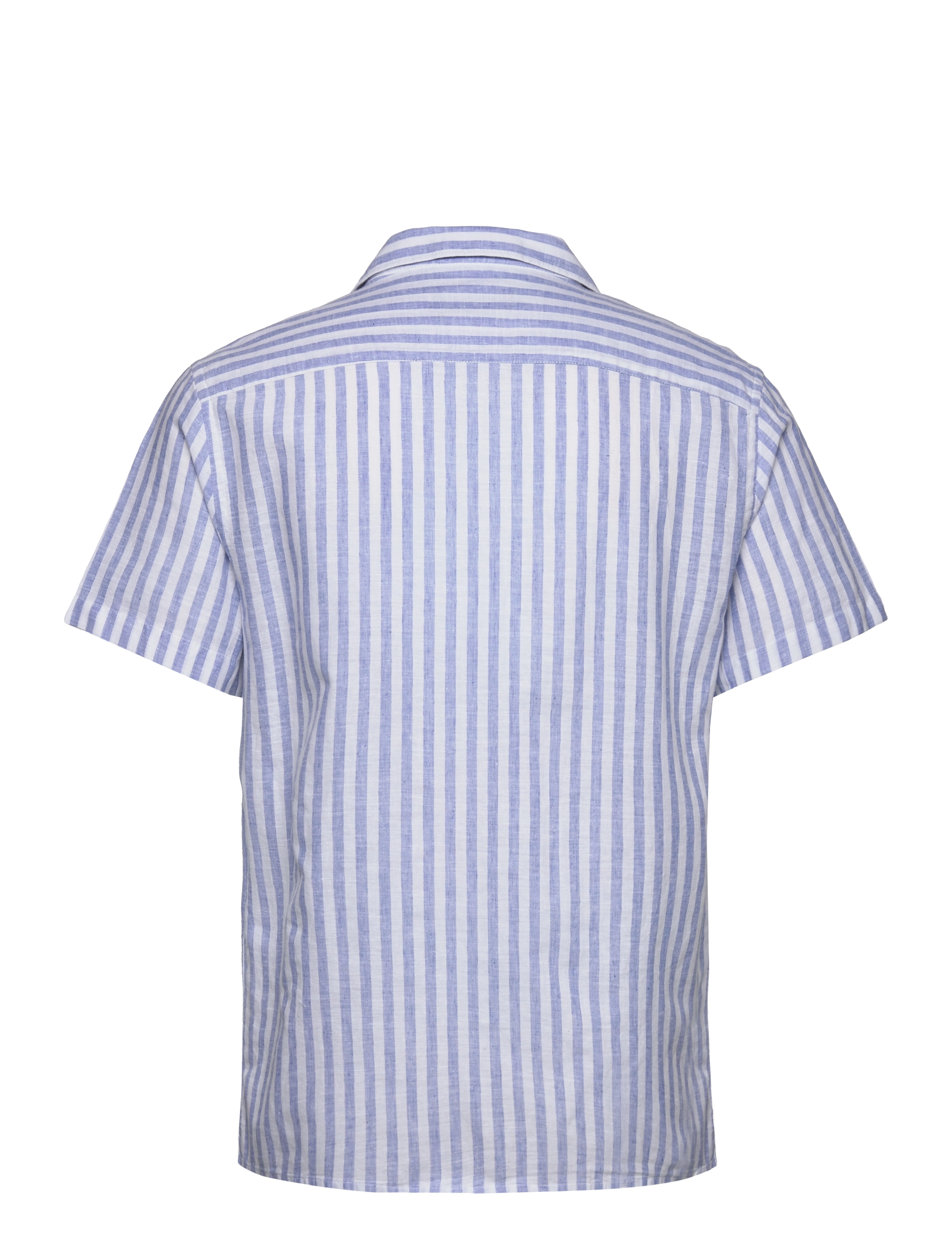 Clean Cut Copenhagen - Giles Bowling Striped Shirt S/S - hørskjorter - blue melange / ecru - 2