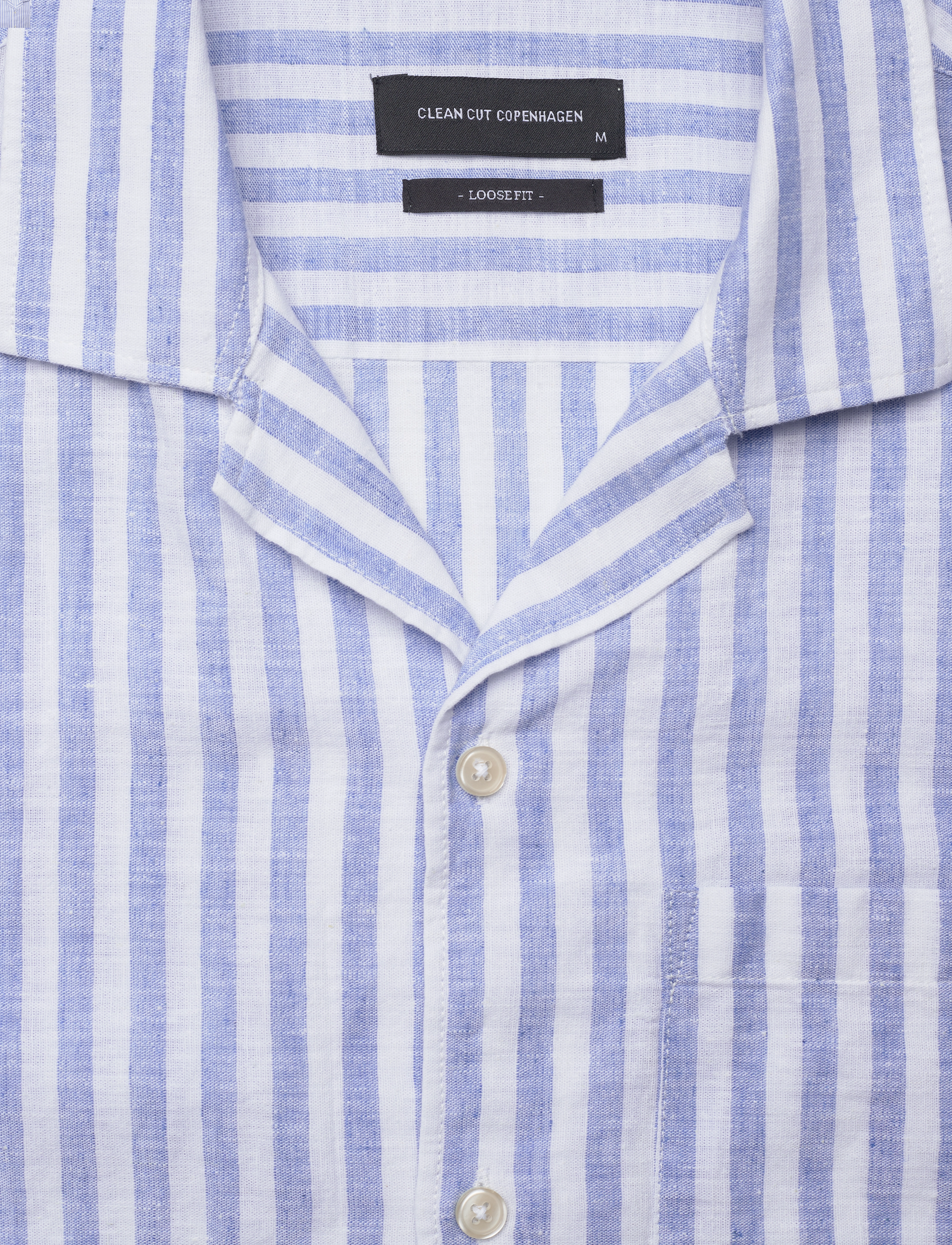 Clean Cut Copenhagen - Giles Bowling Striped Shirt S/S - hørskjorter - blue melange / ecru - 3