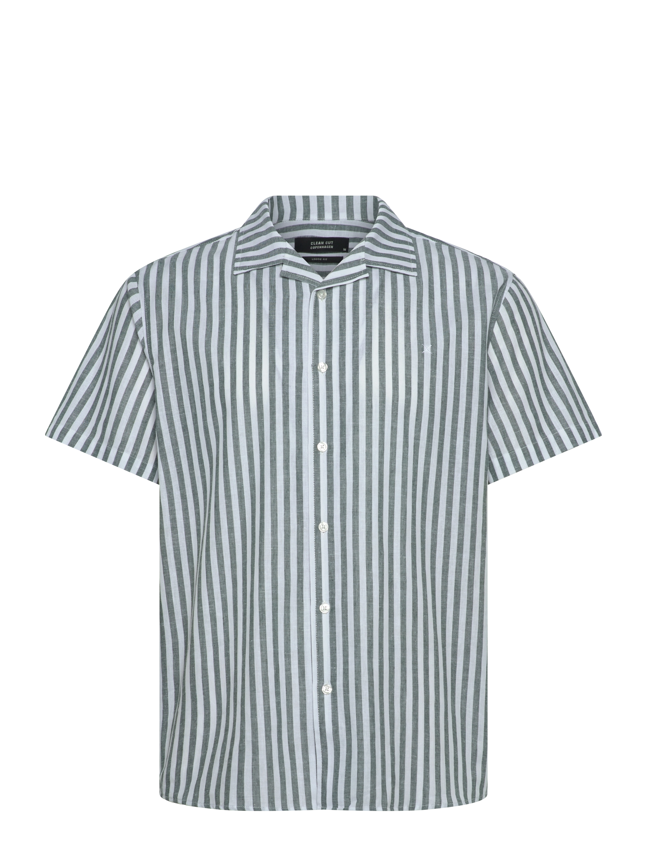 Clean Cut Copenhagen Giles Bowling Striped Shirt S/S, L, Shirts, Blau - Short-sleeved, Männerswear