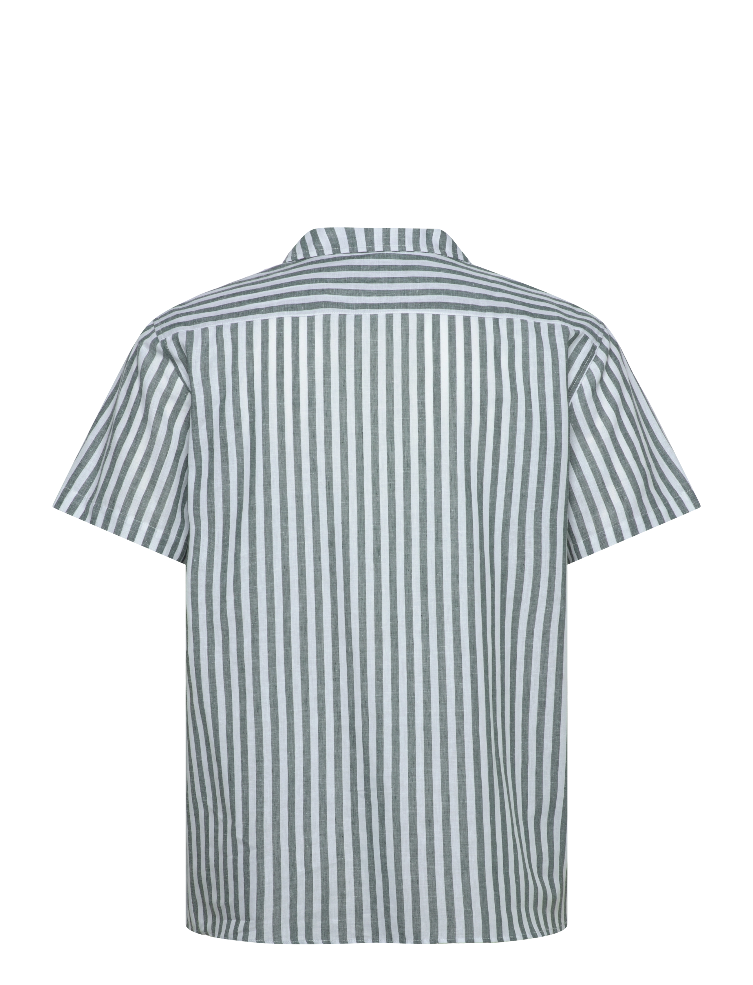 Clean Cut Copenhagen - Giles Bowling Striped Shirt S/S - hørskjorter - dark green/ecru - 1