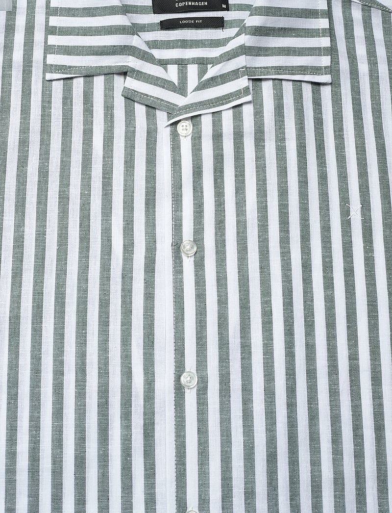 Clean Cut Copenhagen - Giles Bowling Striped Shirt S/S - leinenhemden - dark green/ecru - 2