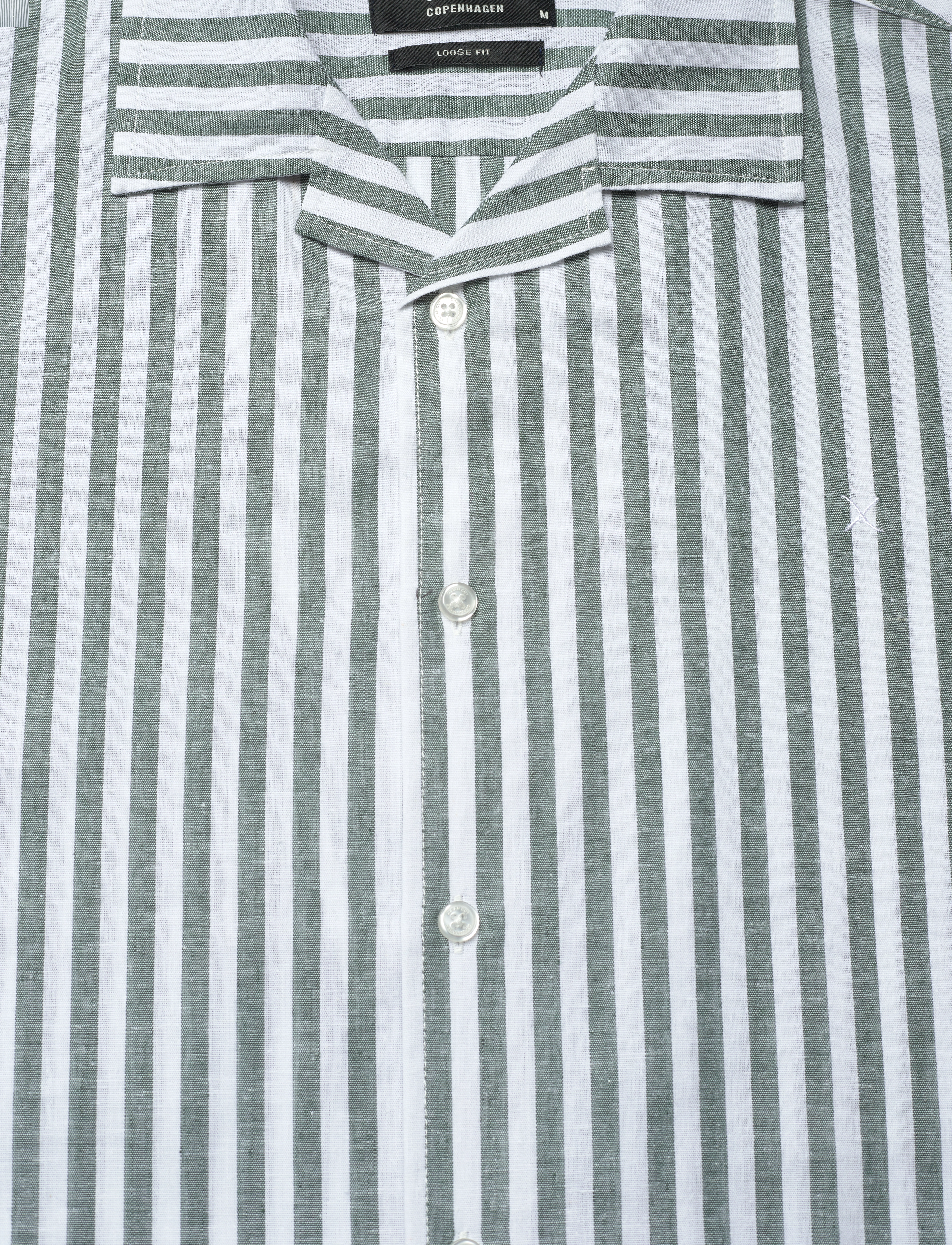 Clean Cut Copenhagen - Giles Bowling Striped Shirt S/S - hørskjorter - dark green/ecru - 2
