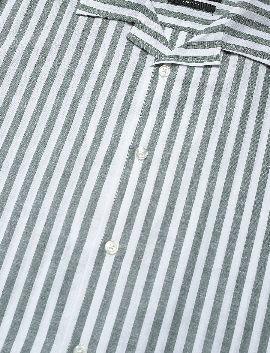 Clean Cut Copenhagen - Giles Bowling Striped Shirt S/S - chemises de lin - dark green/ecru - 3