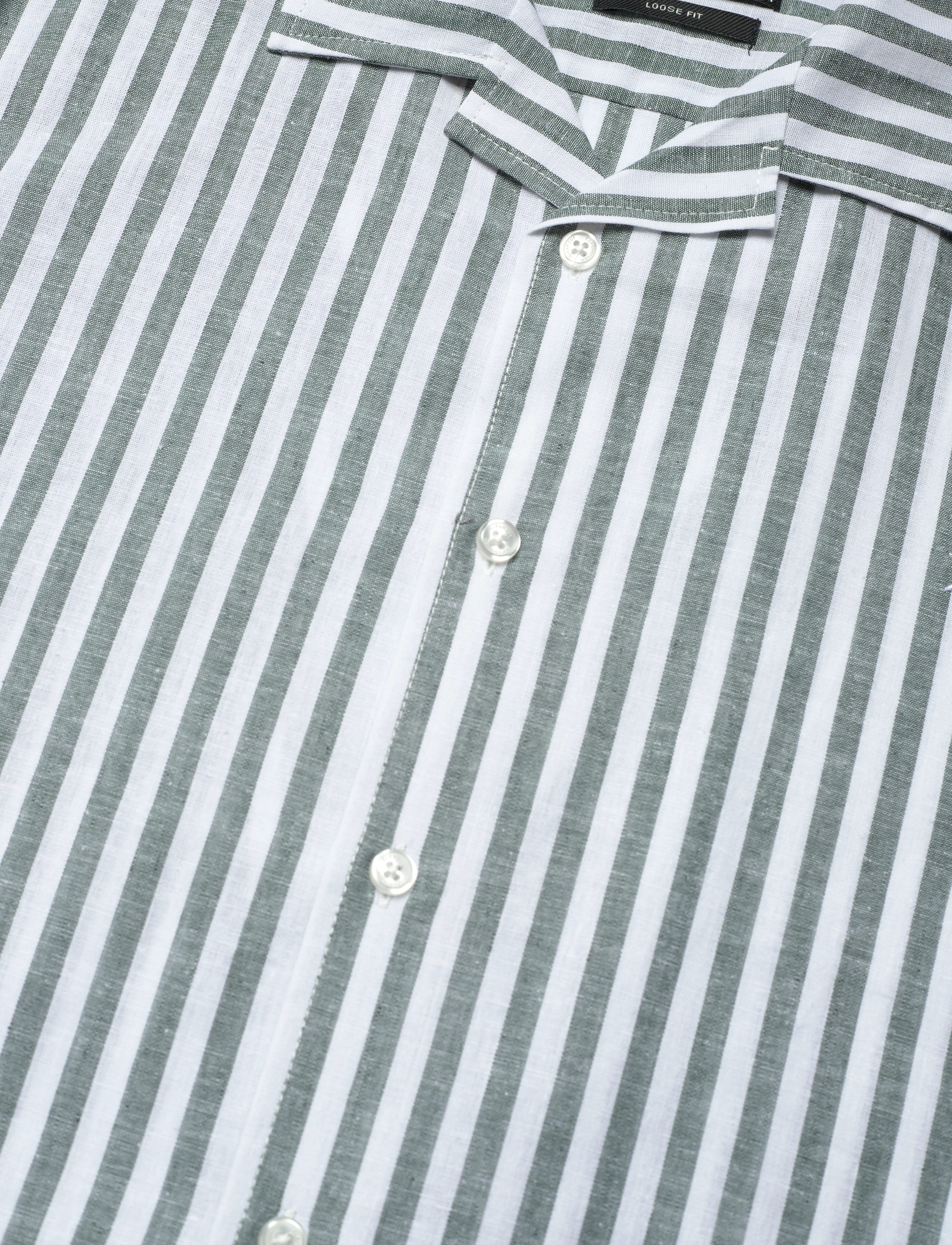 Clean Cut Copenhagen - Giles Bowling Striped Shirt S/S - hørskjorter - dark green/ecru - 3