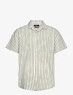 Giles Bowling Striped Shirt S/S - GREEN/ECRU