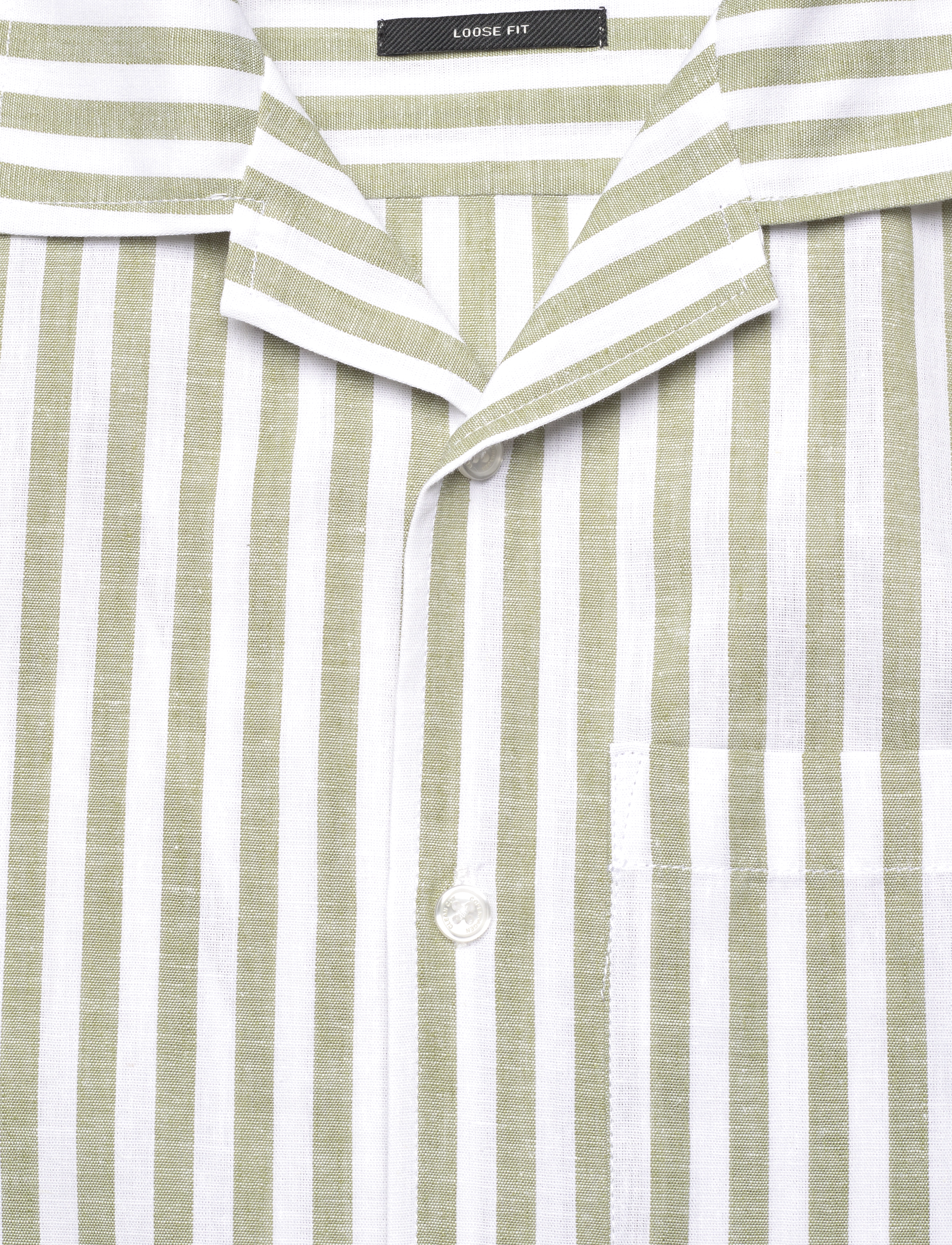 Clean Cut Copenhagen - Giles Bowling Striped Shirt S/S - hørskjorter - green/ecru - 3
