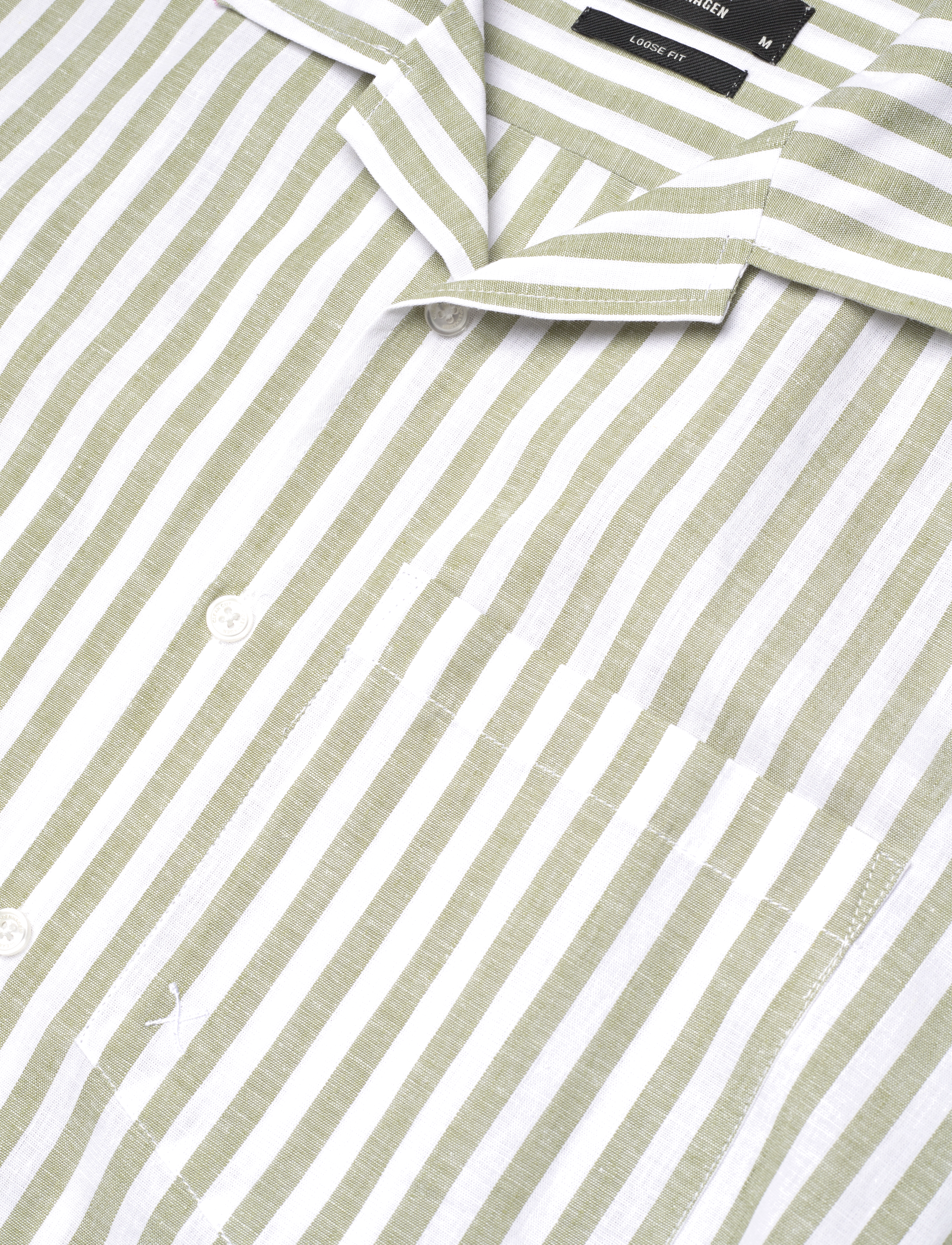 Clean Cut Copenhagen - Giles Bowling Striped Shirt S/S - hørskjorter - green/ecru - 4
