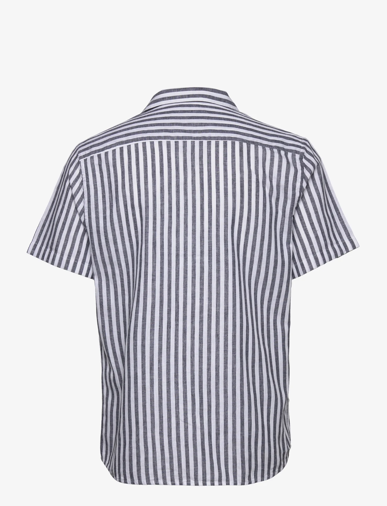 Clean Cut Copenhagen - Giles Bowling Striped Shirt S/S - short-sleeved shirts - navy / ecru - 1