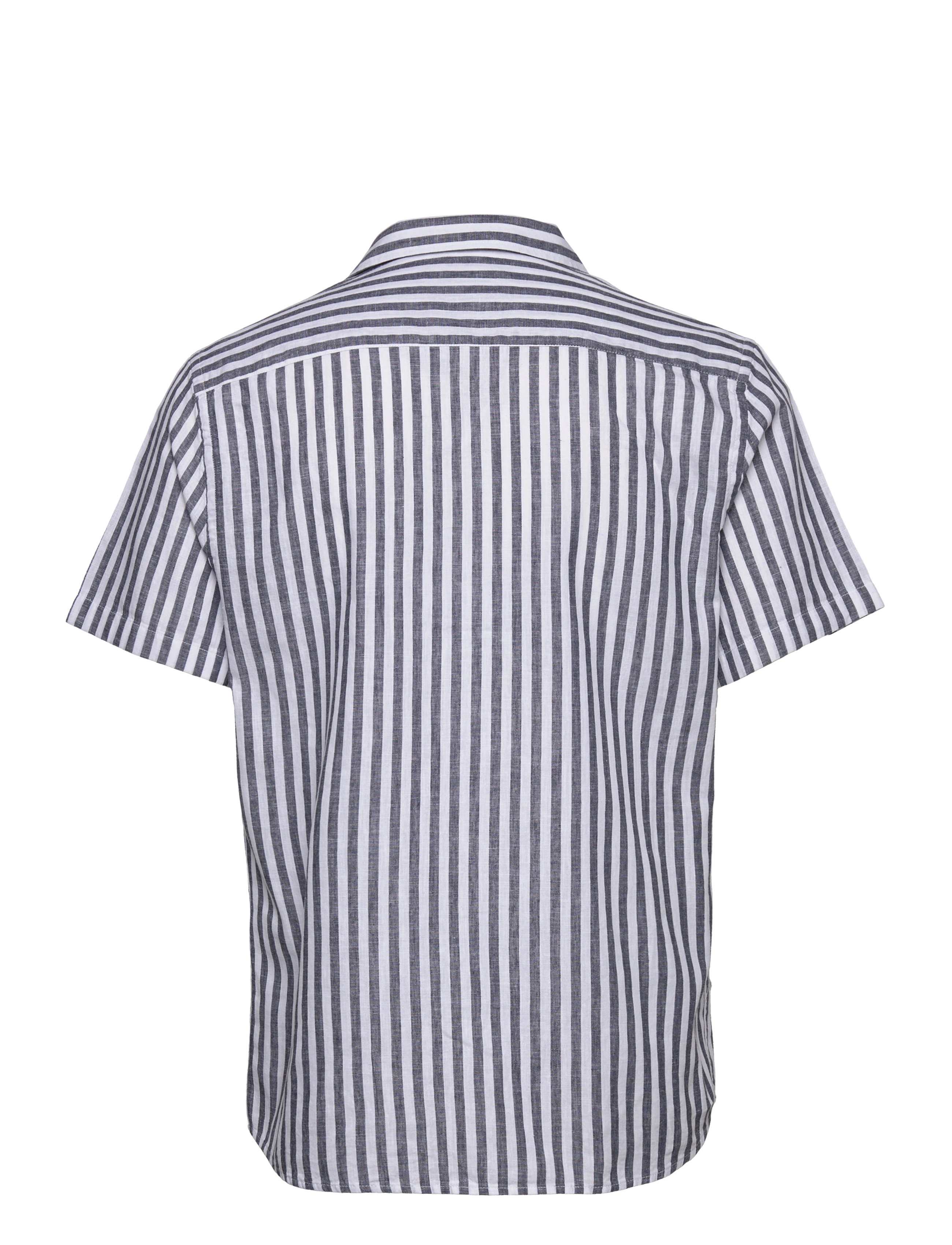 Clean Cut Copenhagen - Giles Bowling Striped Shirt S/S - linneskjortor - navy / ecru - 2