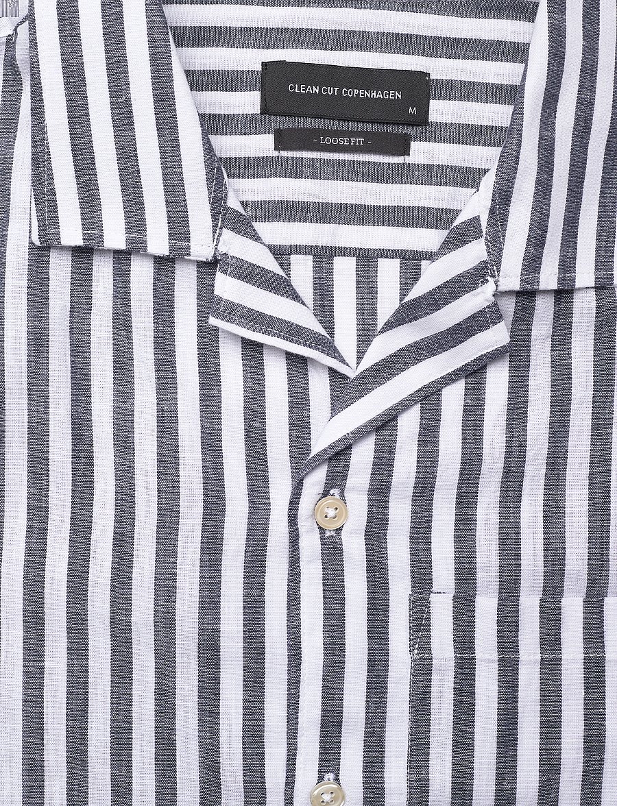 Clean Cut Copenhagen - Giles Bowling Striped Shirt S/S - kurzarmhemden - navy / ecru - 3