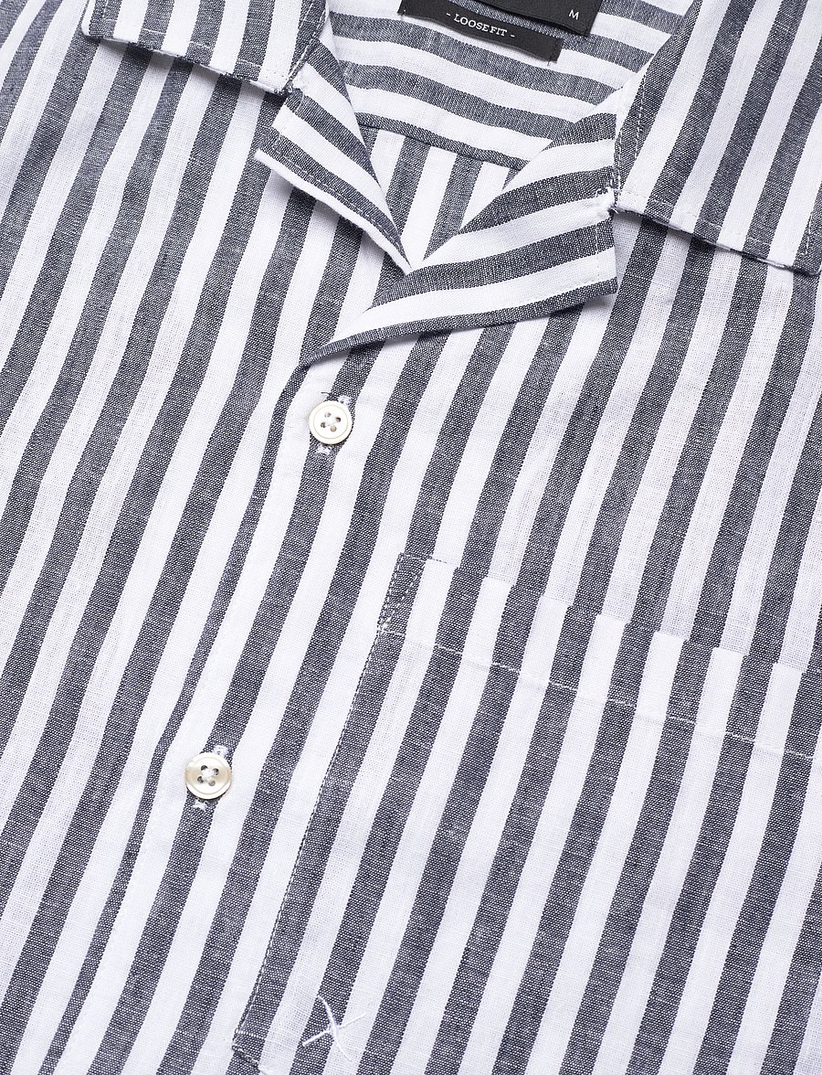 Clean Cut Copenhagen - Giles Bowling Striped Shirt S/S - kurzarmhemden - navy / ecru - 4