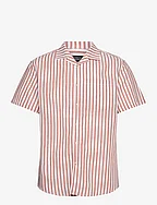 Giles Bowling Striped Shirt S/S - ORANGE/ECRU